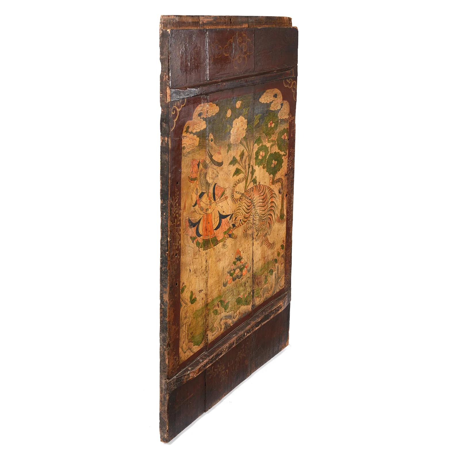 Tibetan Painted Panel of Güsh Khaan With Tiger - 18thC - Image 3
