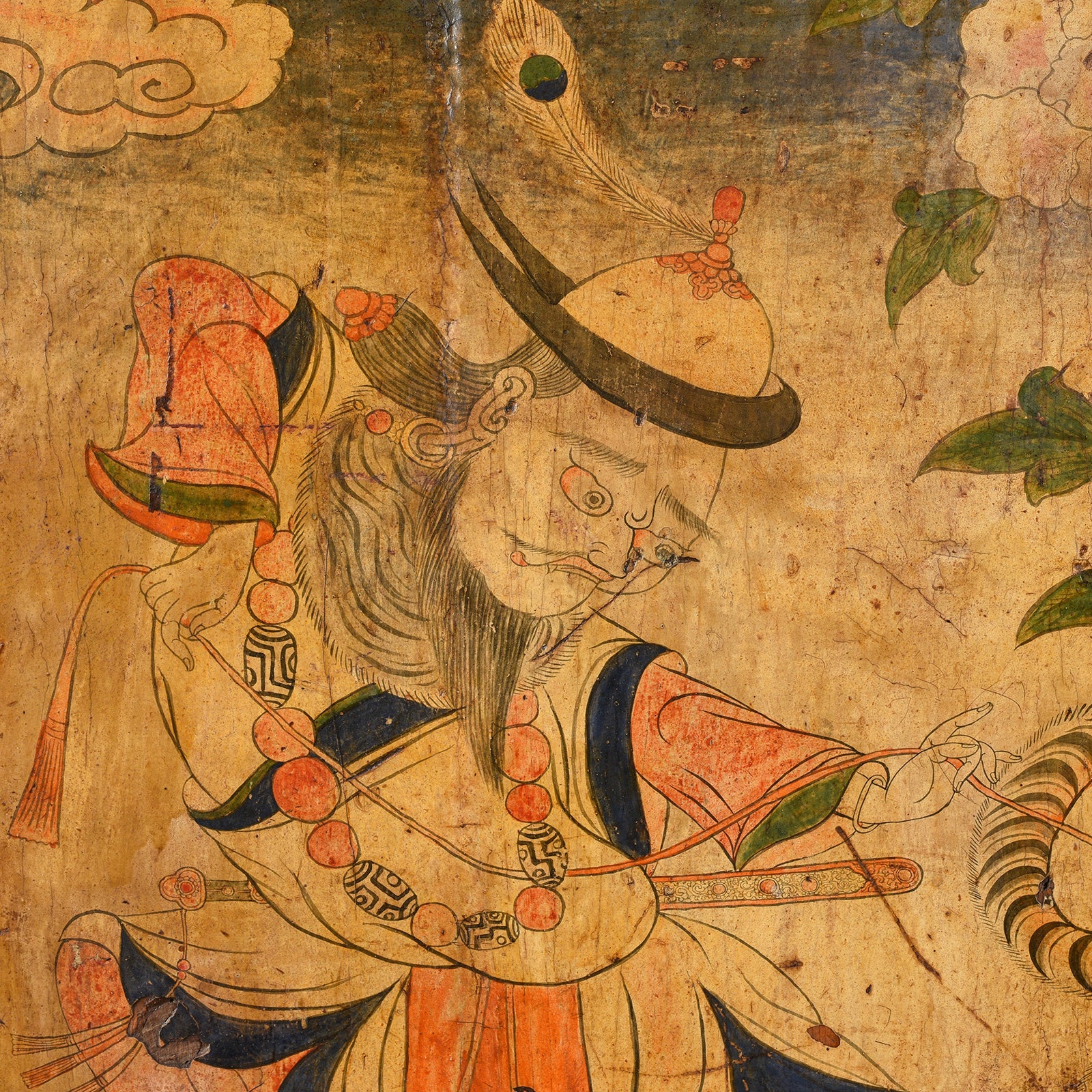 Tibetan Painted Panel of Güsh Khaan With Tiger - 18thC - Image 8