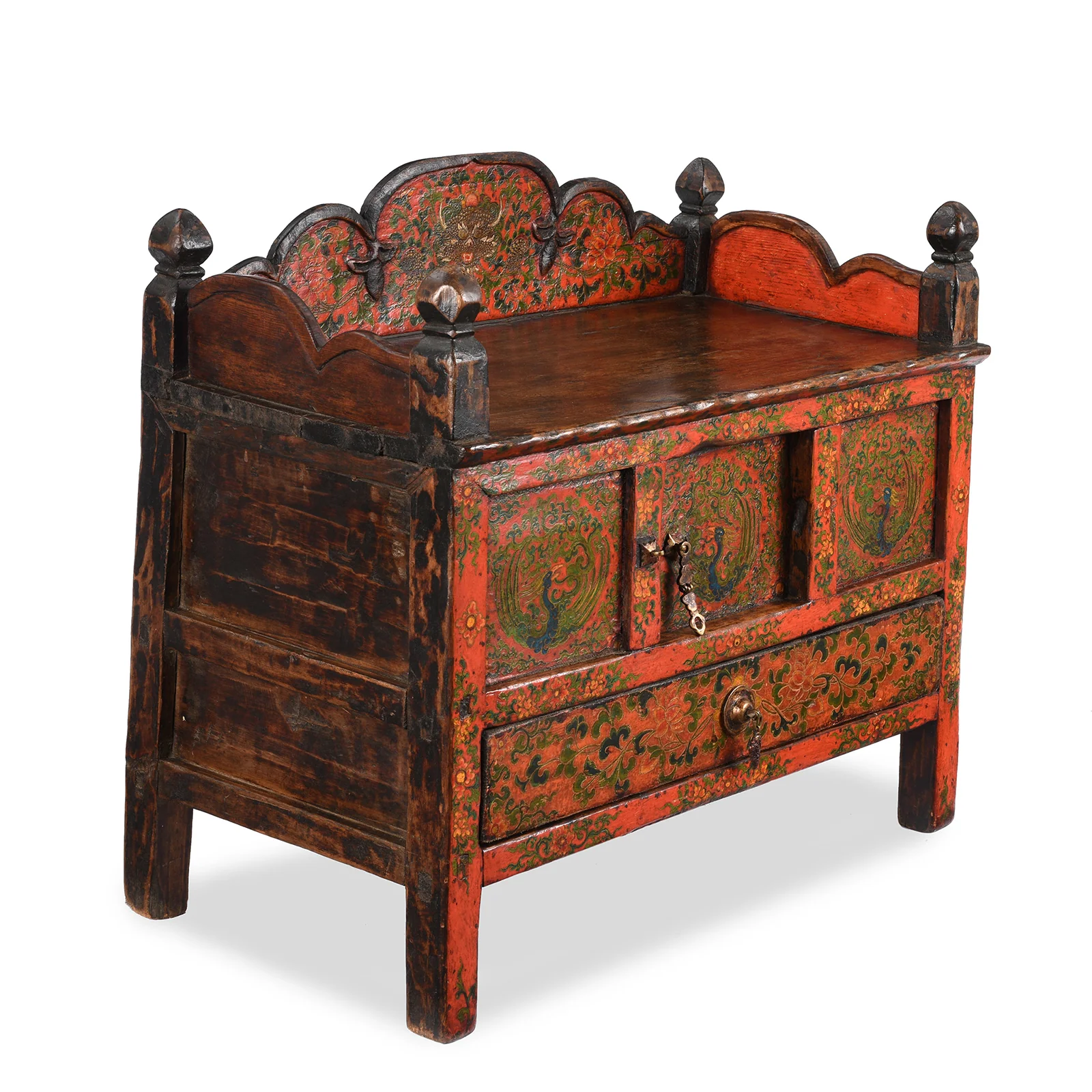Painted Pegam Prayer Table From Tibet With Original Painting - 19th Century - Image 3
