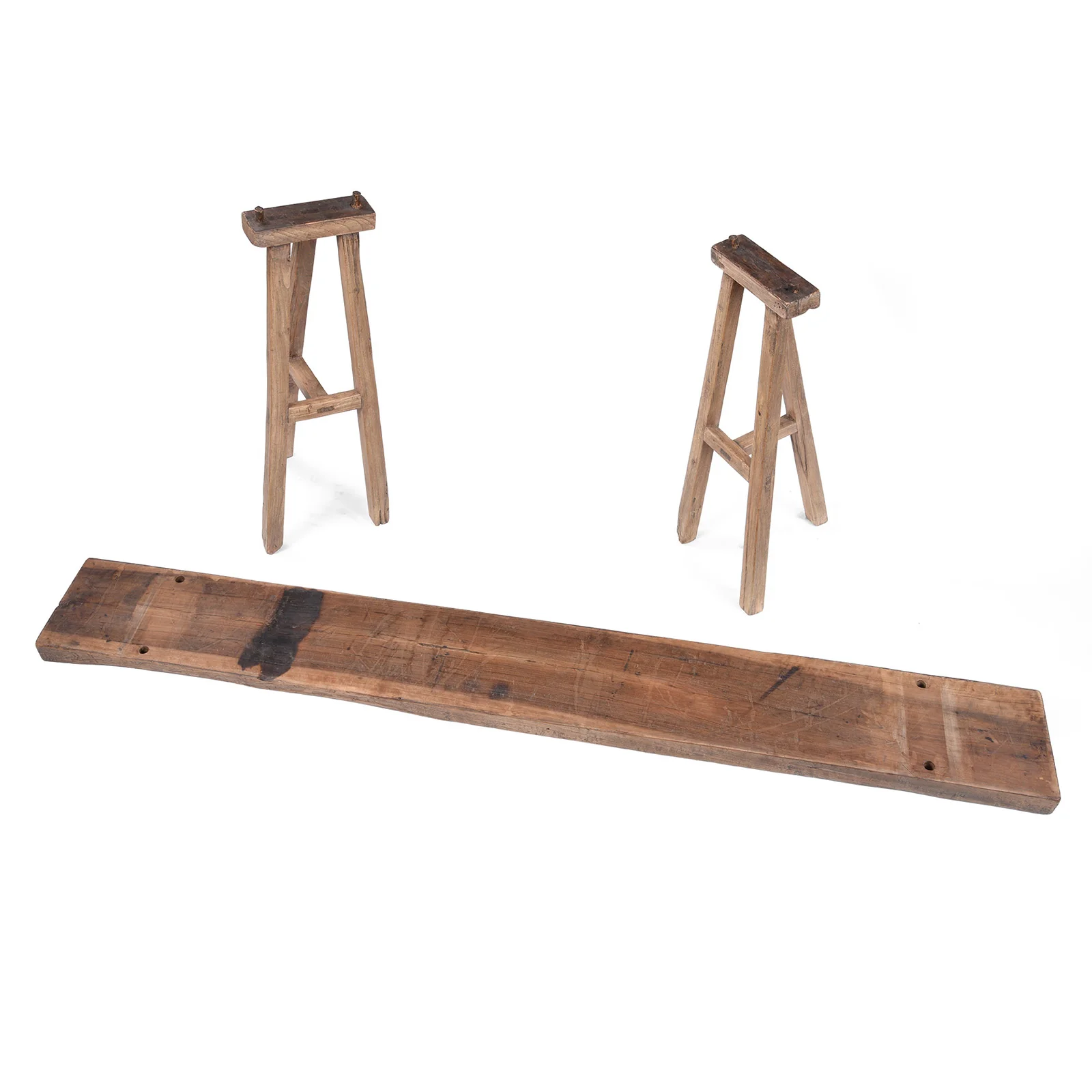 Trestle Console Table Made From Old Walnut - Image 8
