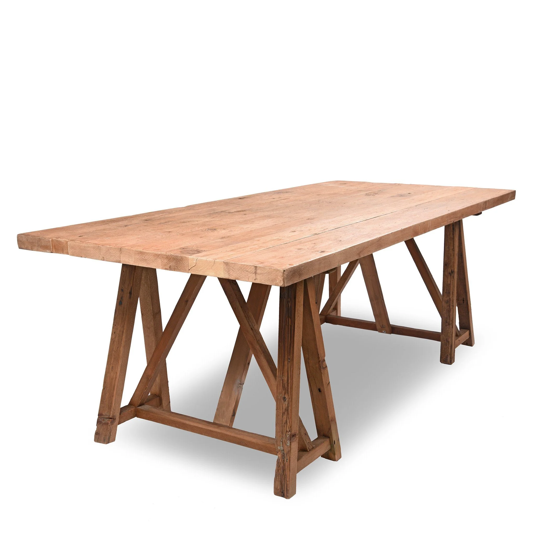Trestle Dining Table Made From Old Pine - Image 2