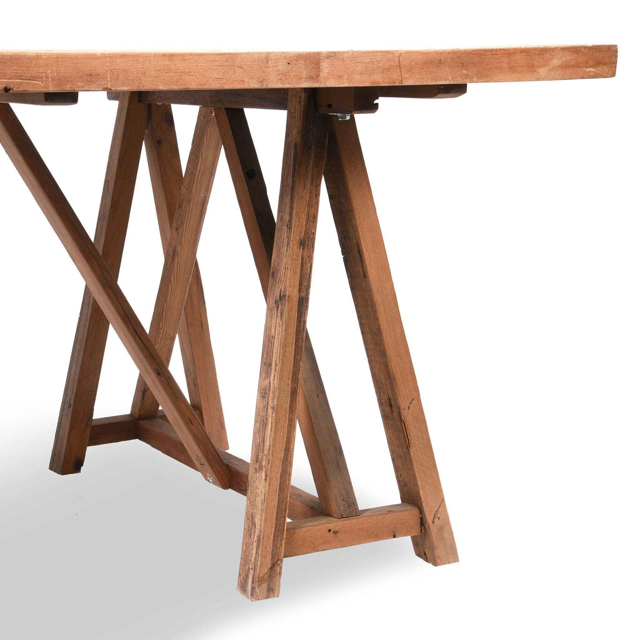 Trestle Dining Table Made From Old Pine - Image 4