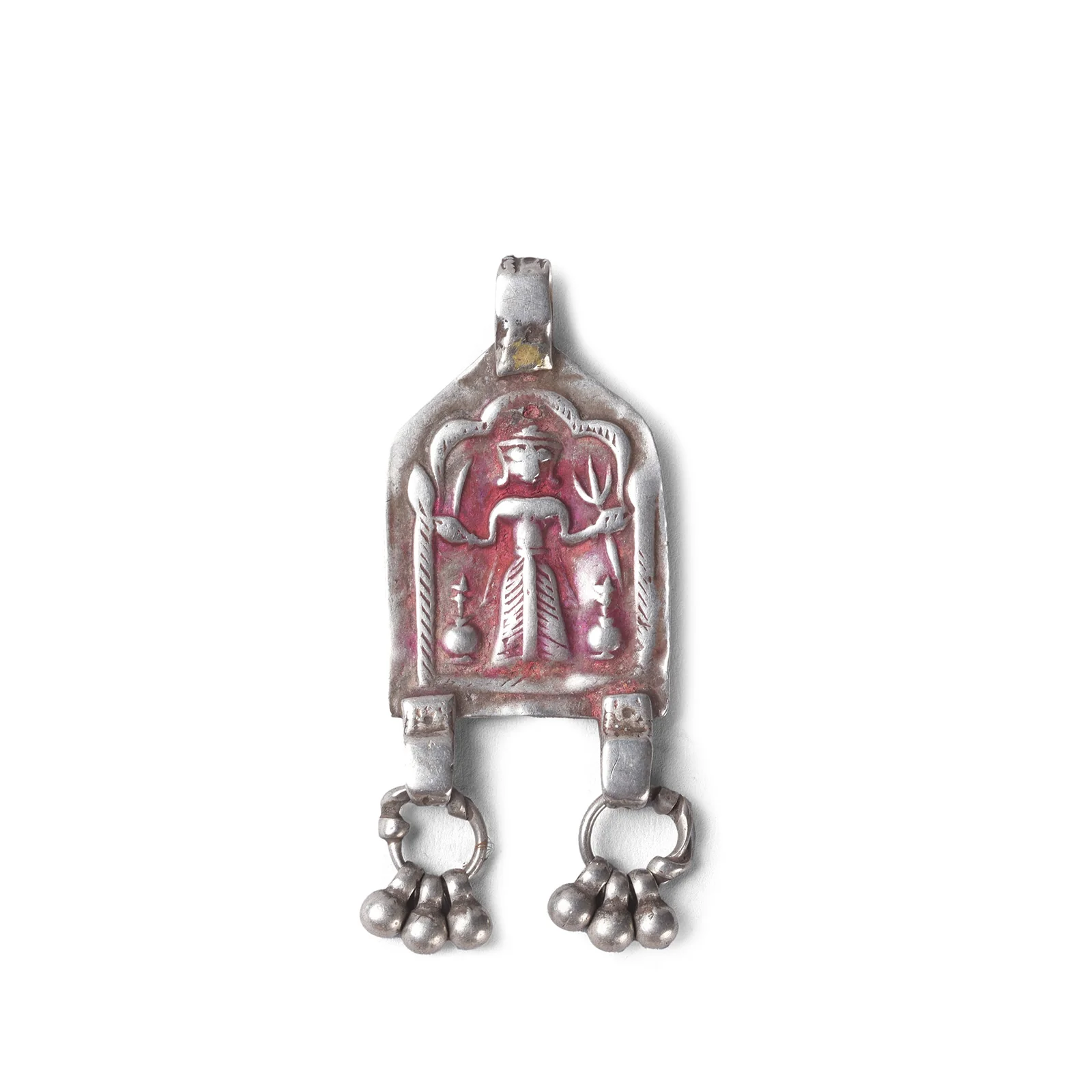 Tribal Silver Diety Amulet From Rajasthan