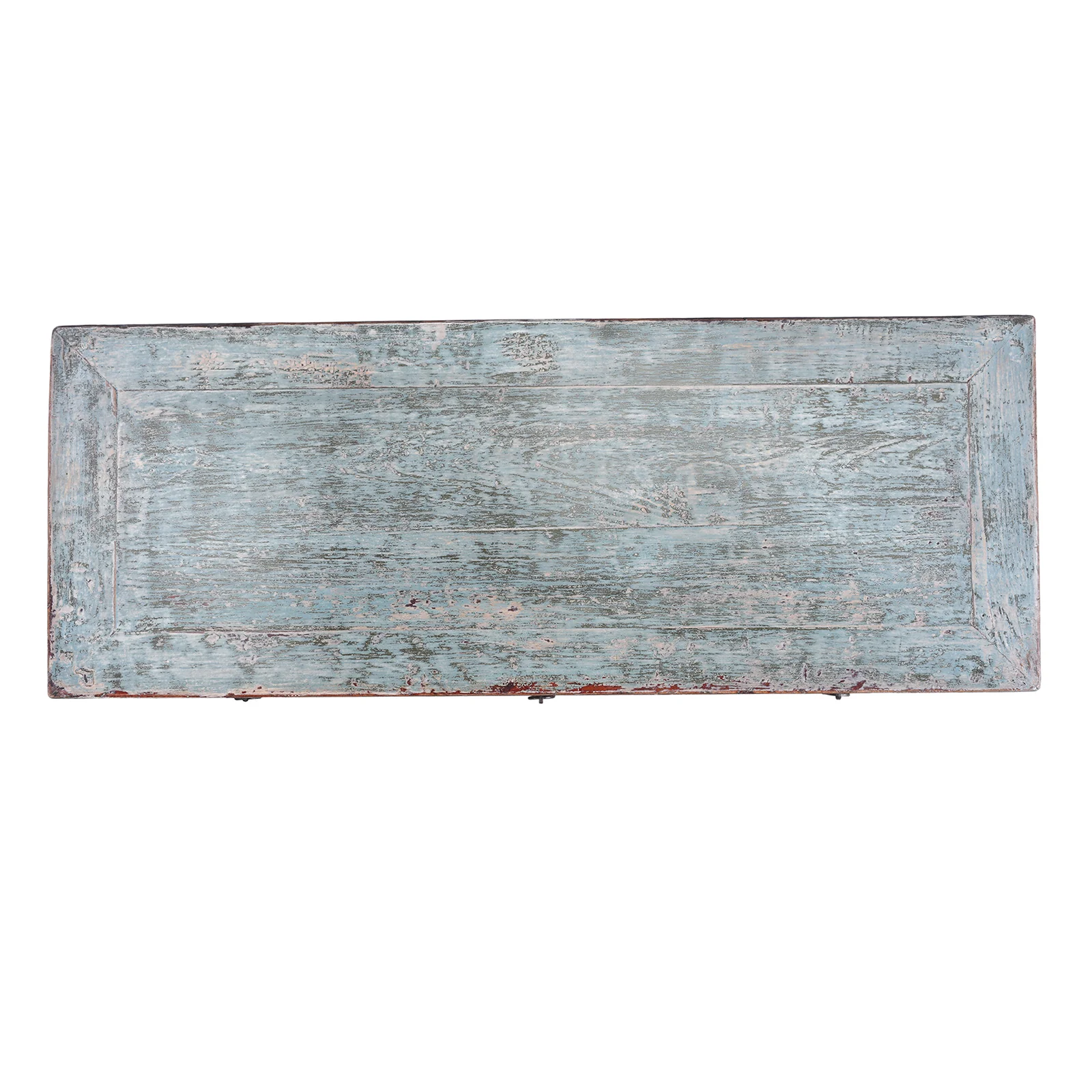Reproduction Chinese Turquoise Lacquer 3 Drawer Console Table From Shandong - Image 6