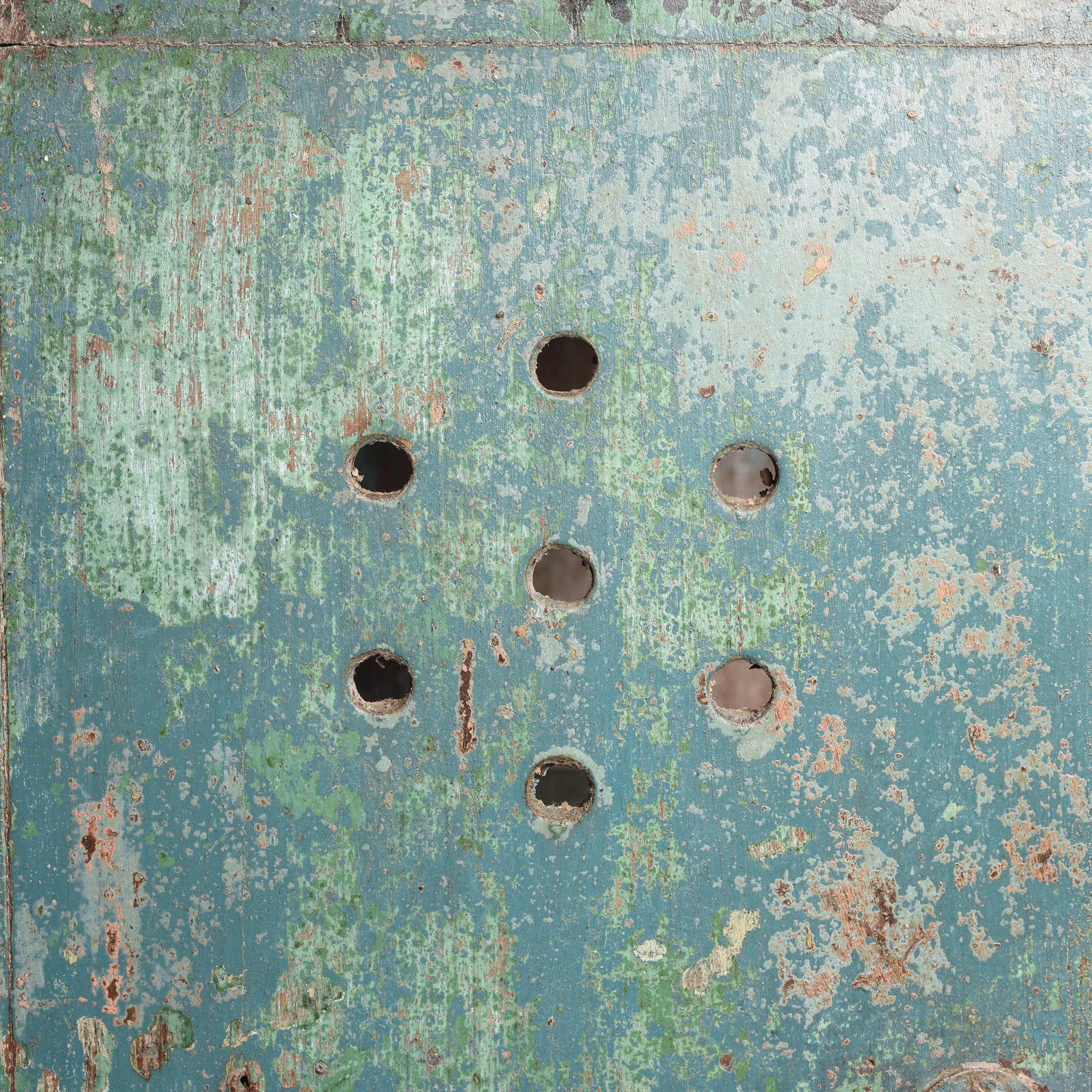 Aqua Painted Teak Glazed Wall Cabinet - Ca 1930 - Image 3