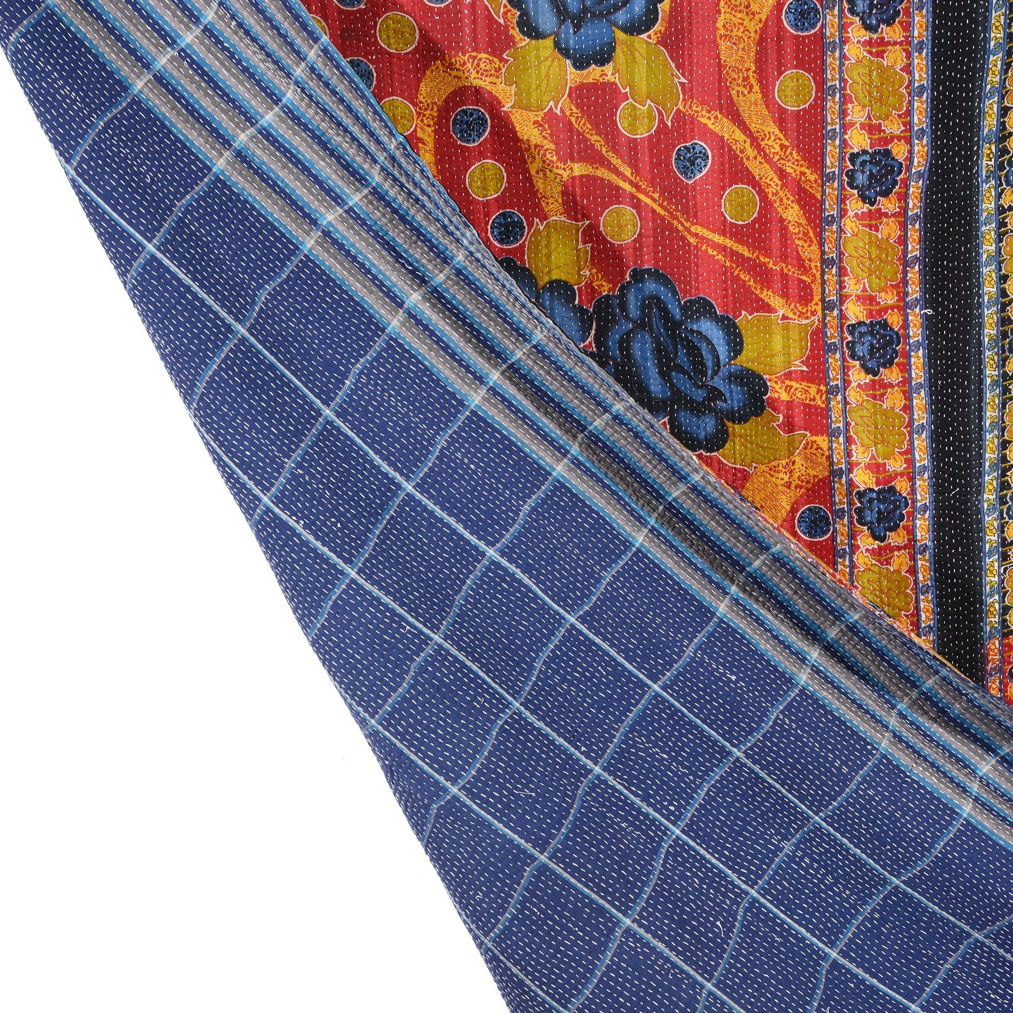 Vintage Bengali Kantha Throw - King Size - Ca 1950 - Image 3