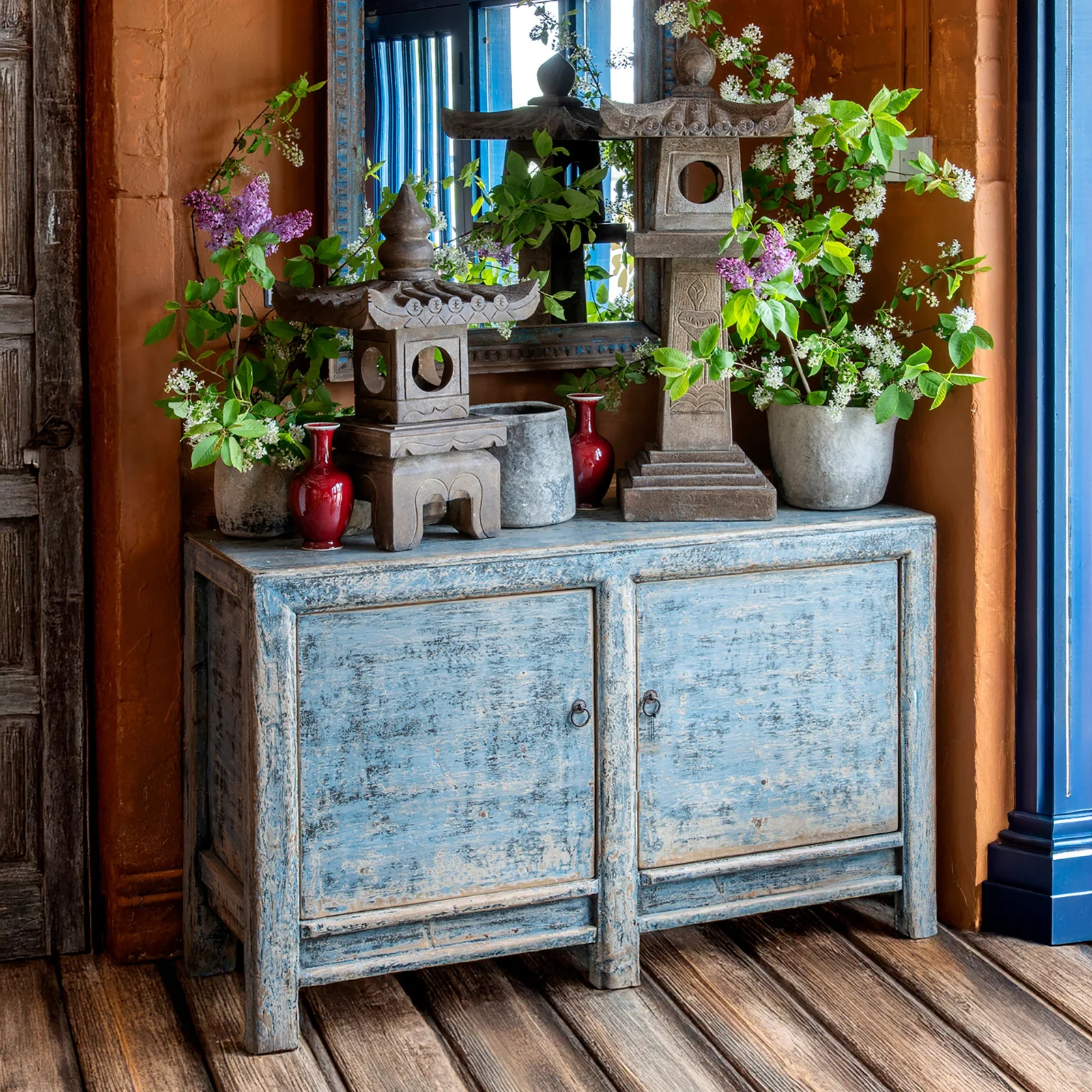 Blue Painted Sideboard From Gansu
