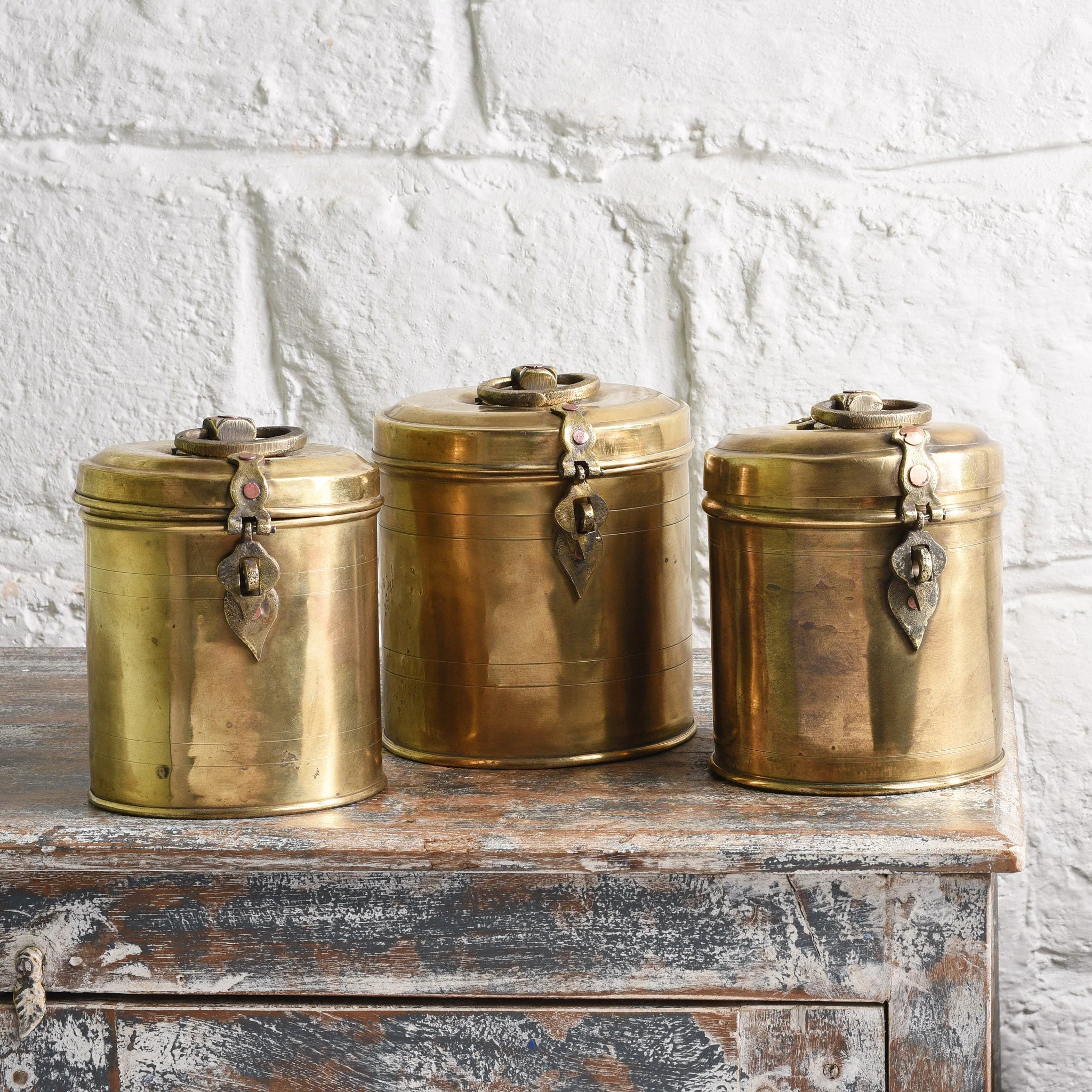 Vintage Brass Food Caddy From Bombay - Ca 1920 - Image 2