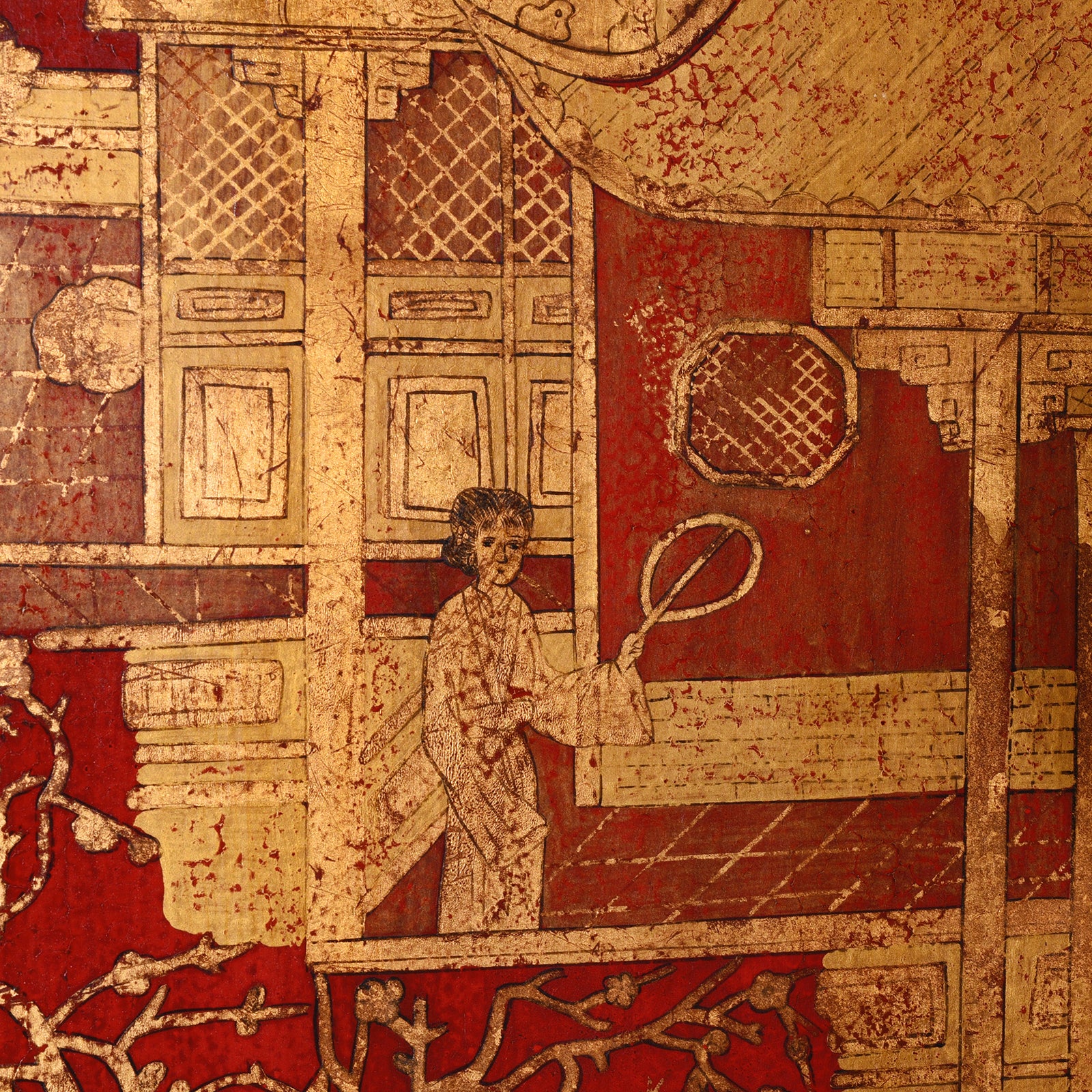 Chinese Export Red Lacquer Folding Screen - Ca 1980 - Image 2