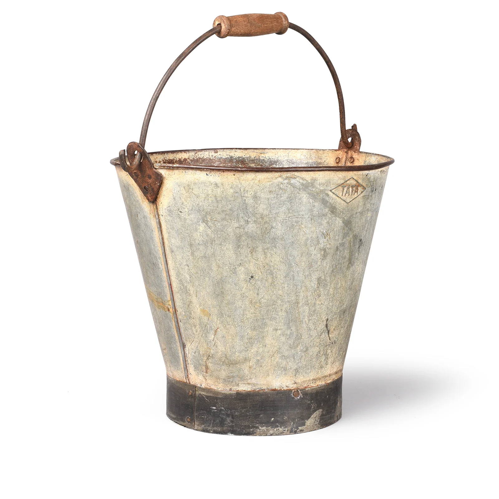Large Vintage Galvanized Bucket From Rajasthan - Ca 1950 - Image 2