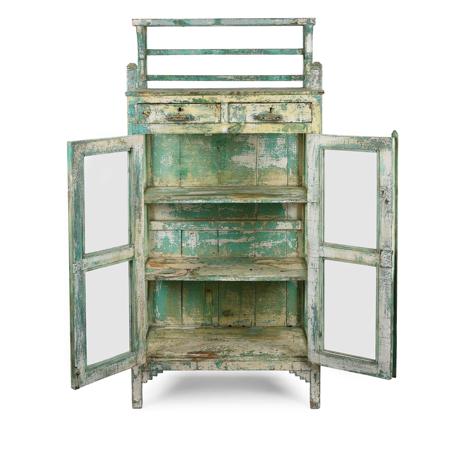 Green Painted Kitchen Cabinet From Gujarat - Ca 1920 - Image 3