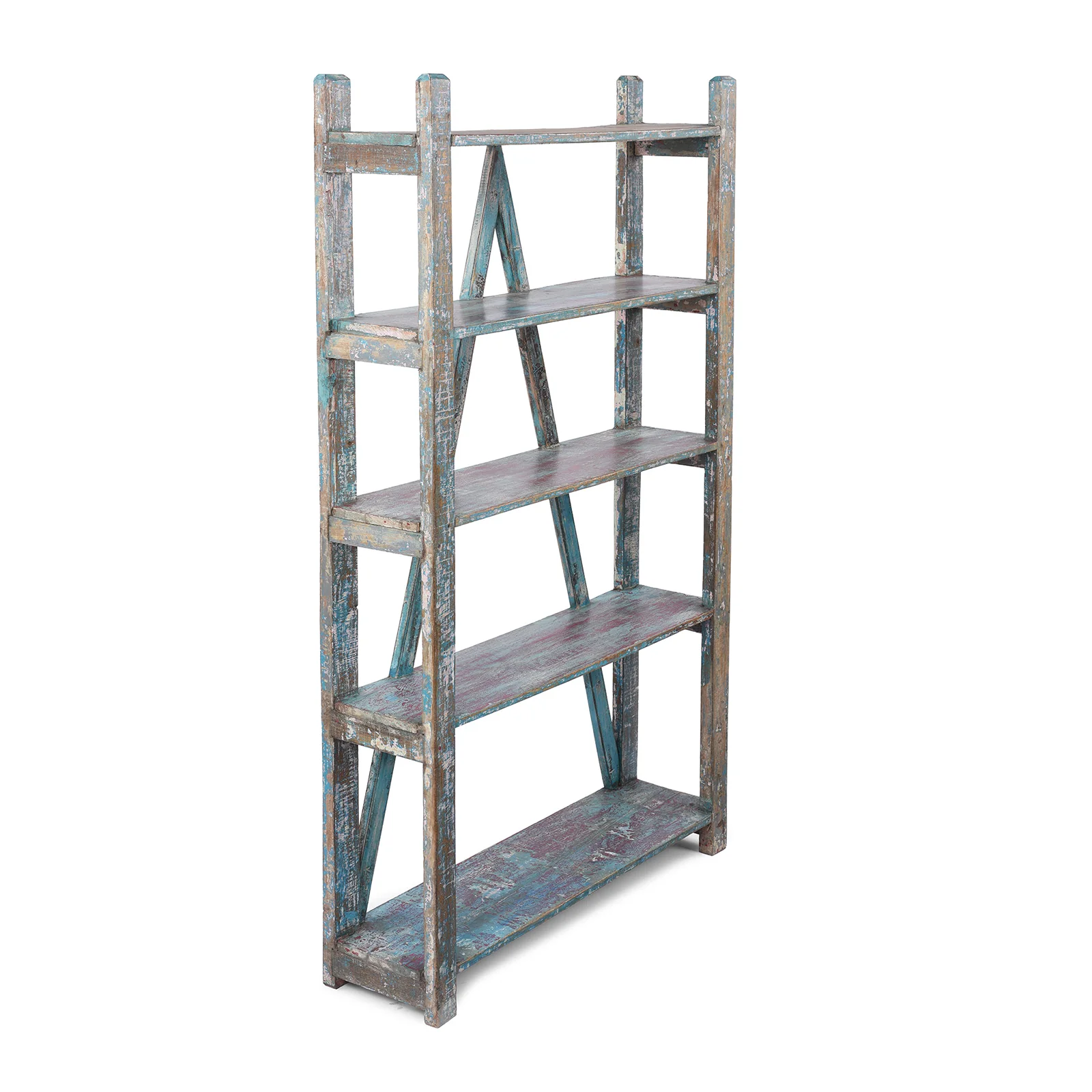 Vintage Painted Indian Teak Shelf - Ca 1930 - Image 3