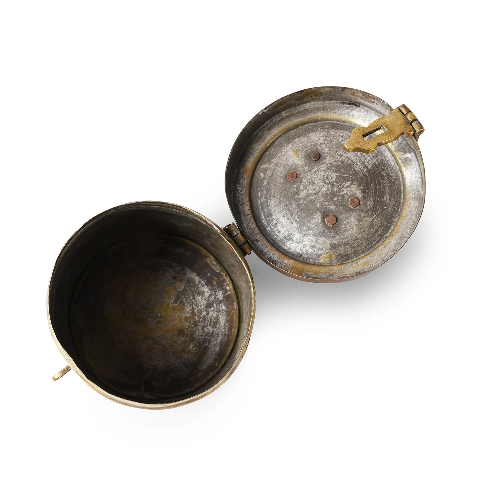 Vintage Indian Brass Food Caddy From Bombay - Ca 1920 - Image 4