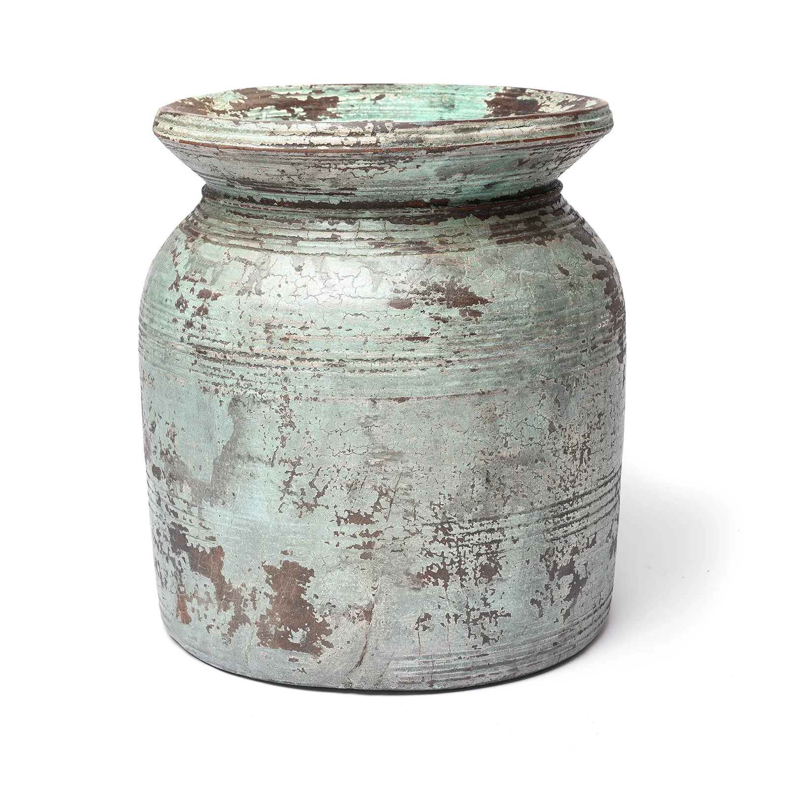 Vintage Indian Neem Wood Pot From Kulu - 1950's