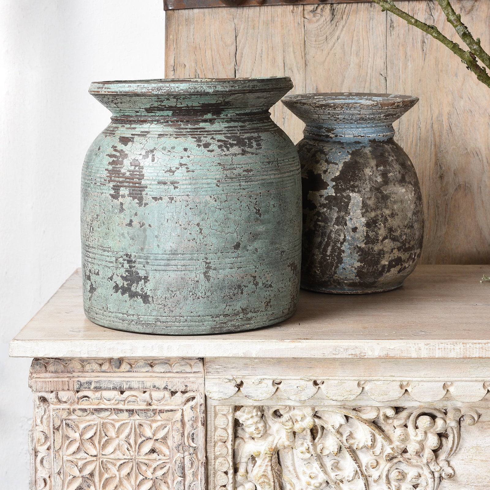 Vintage Indian Neem Wood Pot From Kulu - 1950's - Image 2