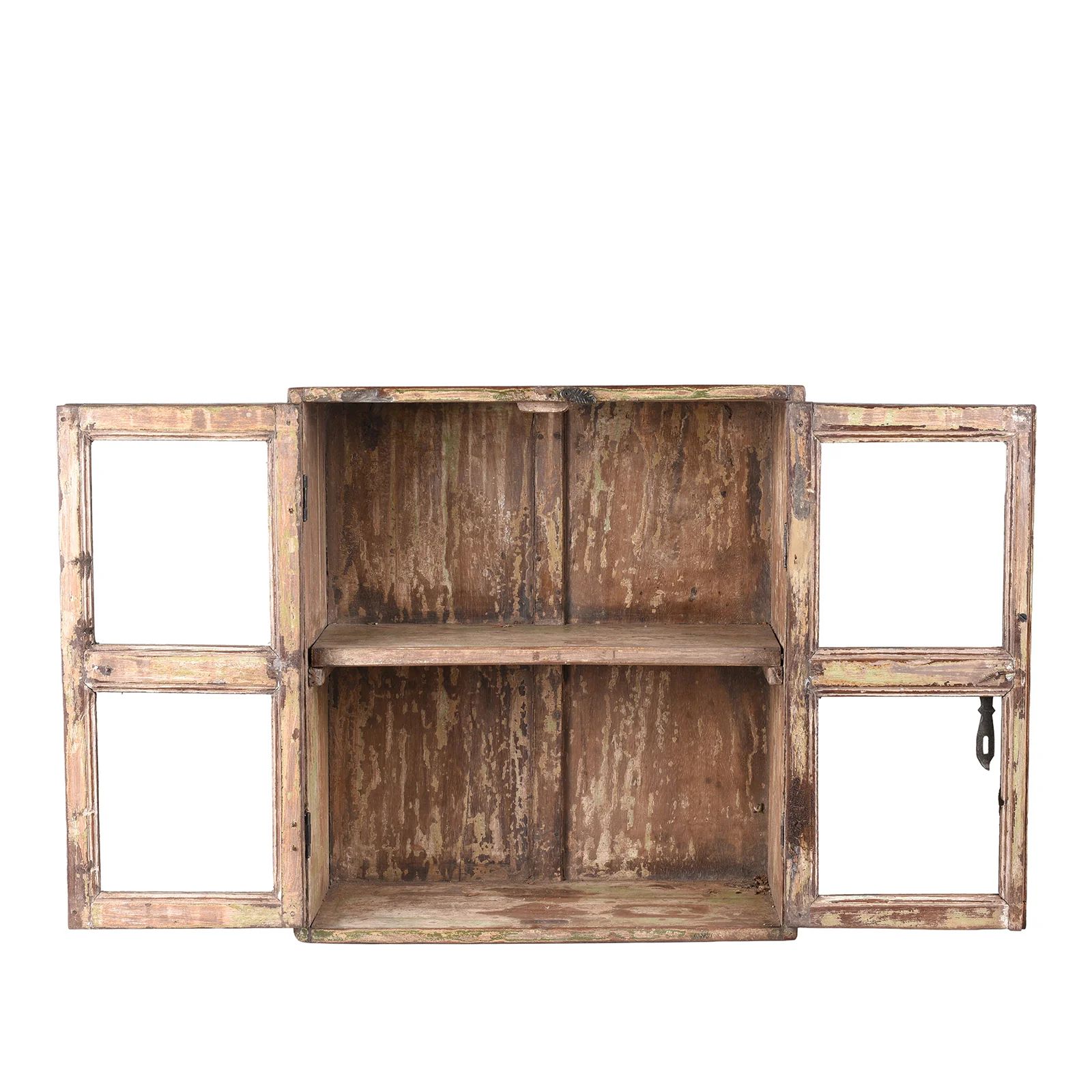 Grey Painted Teak Glazed Wall Cabinet - Ca 1930 - Image 4