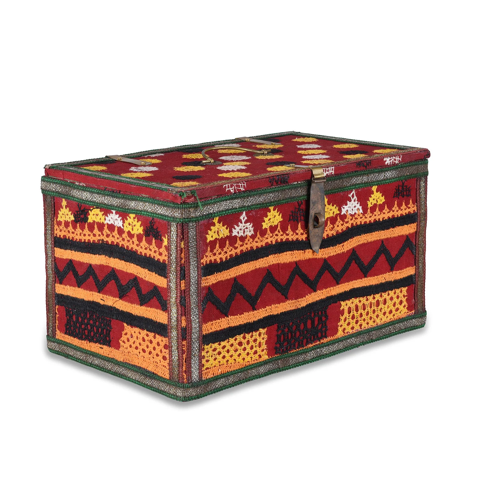 Vintage Geometric Design Textile Box From Rajasthan - Ca 1950 - Image 2