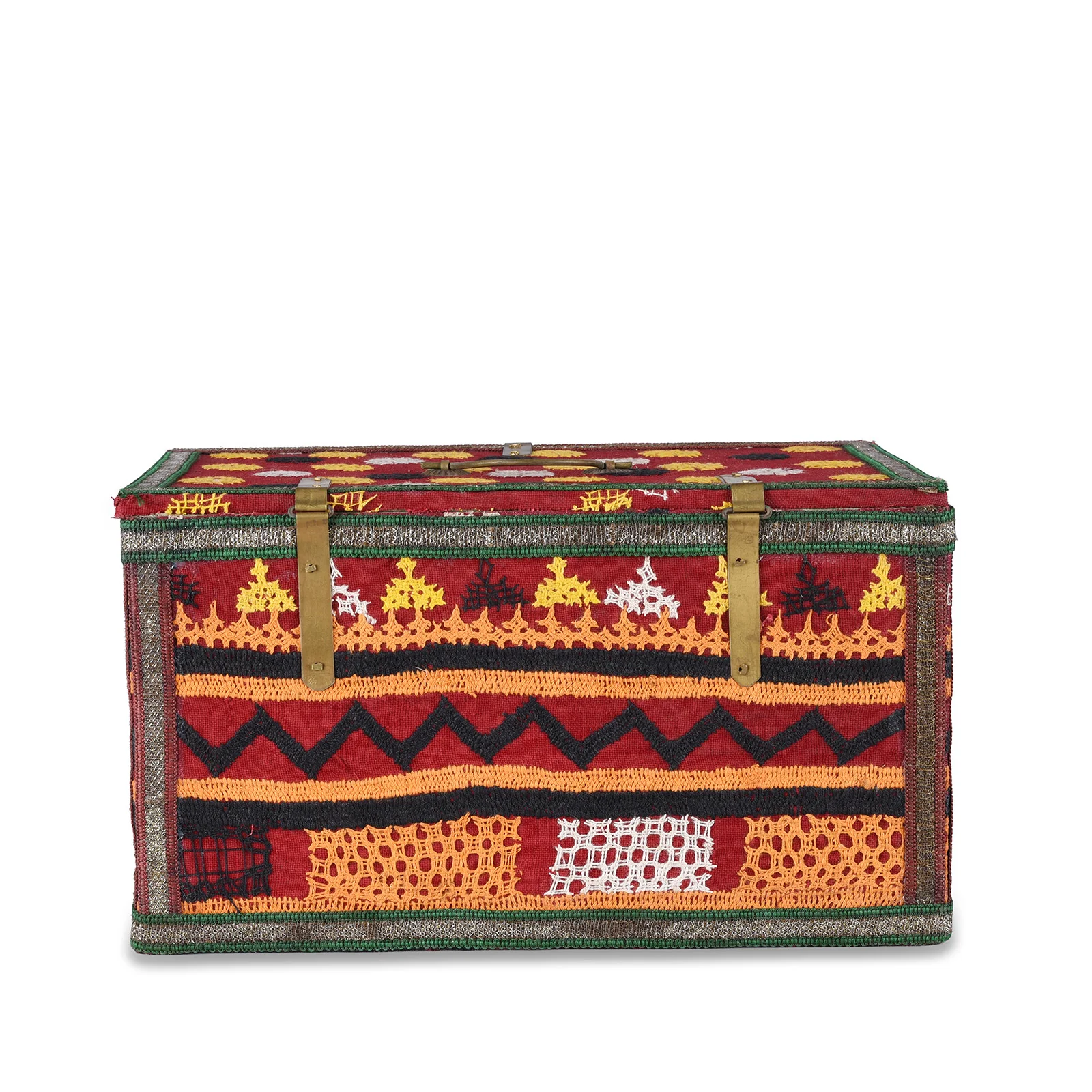 Vintage Geometric Design Textile Box From Rajasthan - Ca 1950 - Image 4