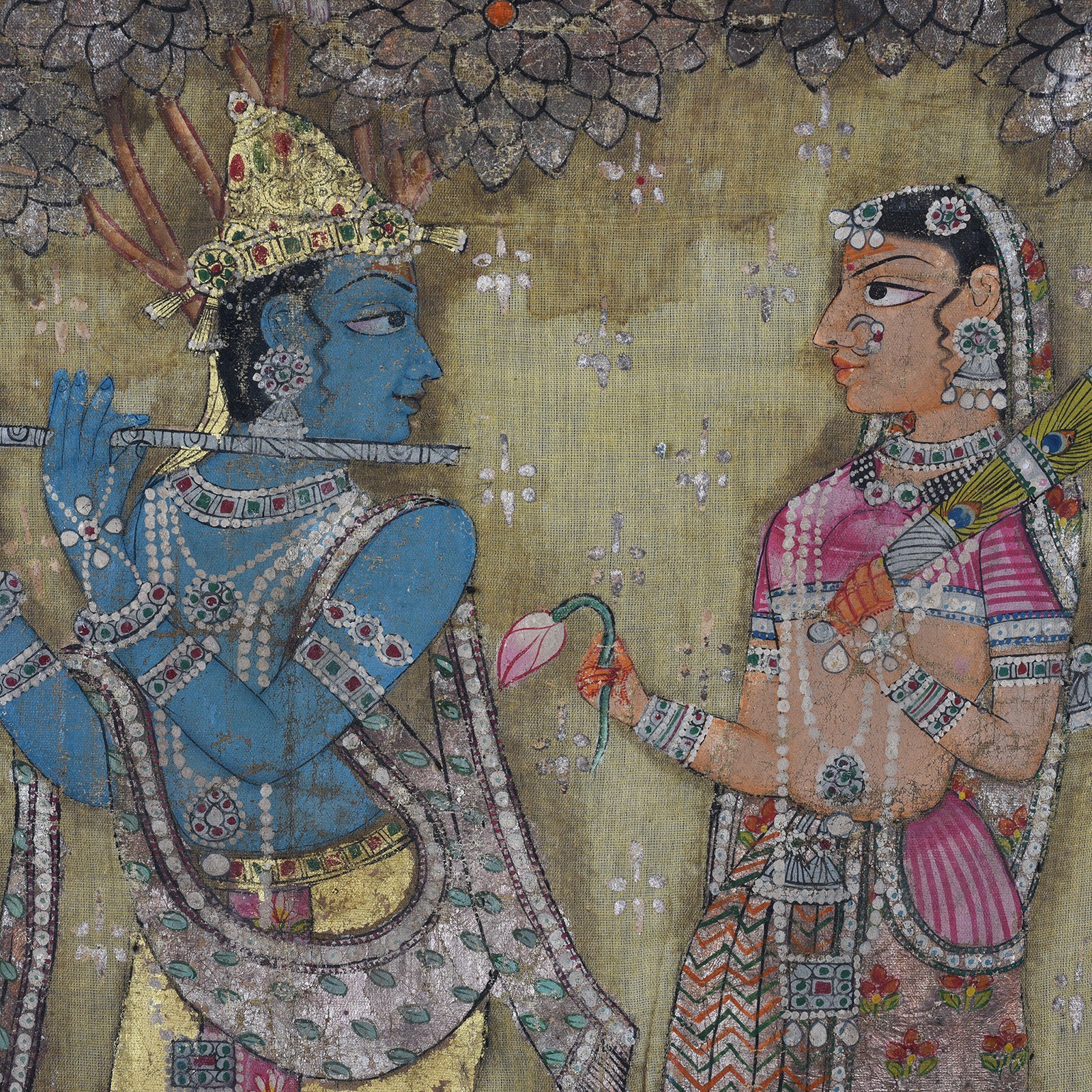 Pichwai from The Deccan - Polychrome Gold & Silver Leaf - 1980's - Image 6