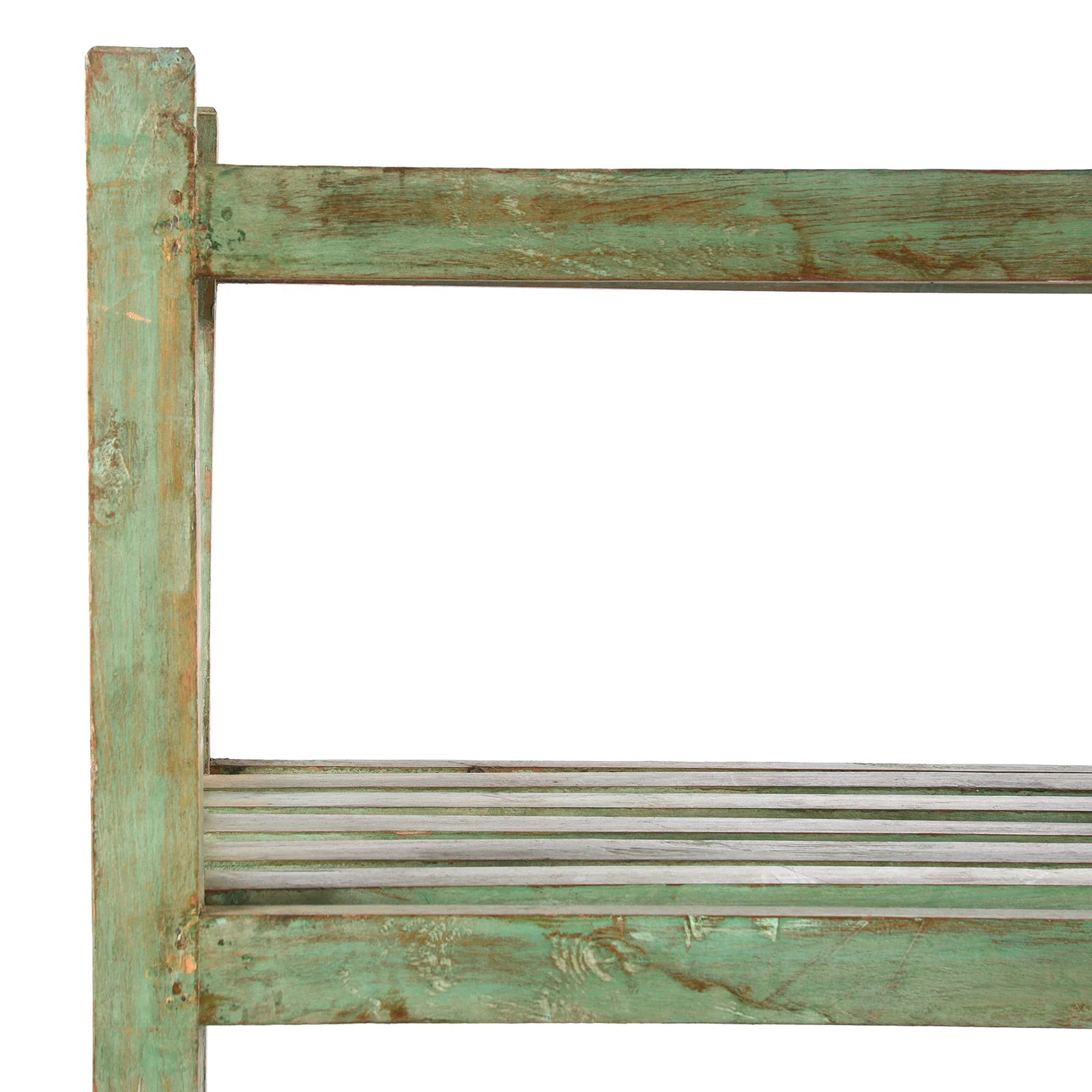 Vintage Painted Green Indian Teak Shelf - Ca 1930 - Image 2