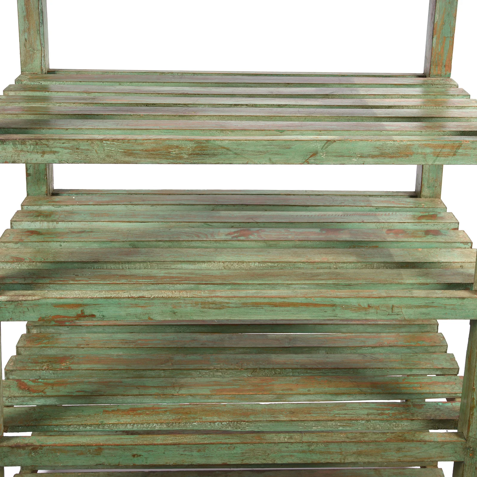 Vintage Painted Green Indian Teak Shelf - Ca 1930 - Image 3