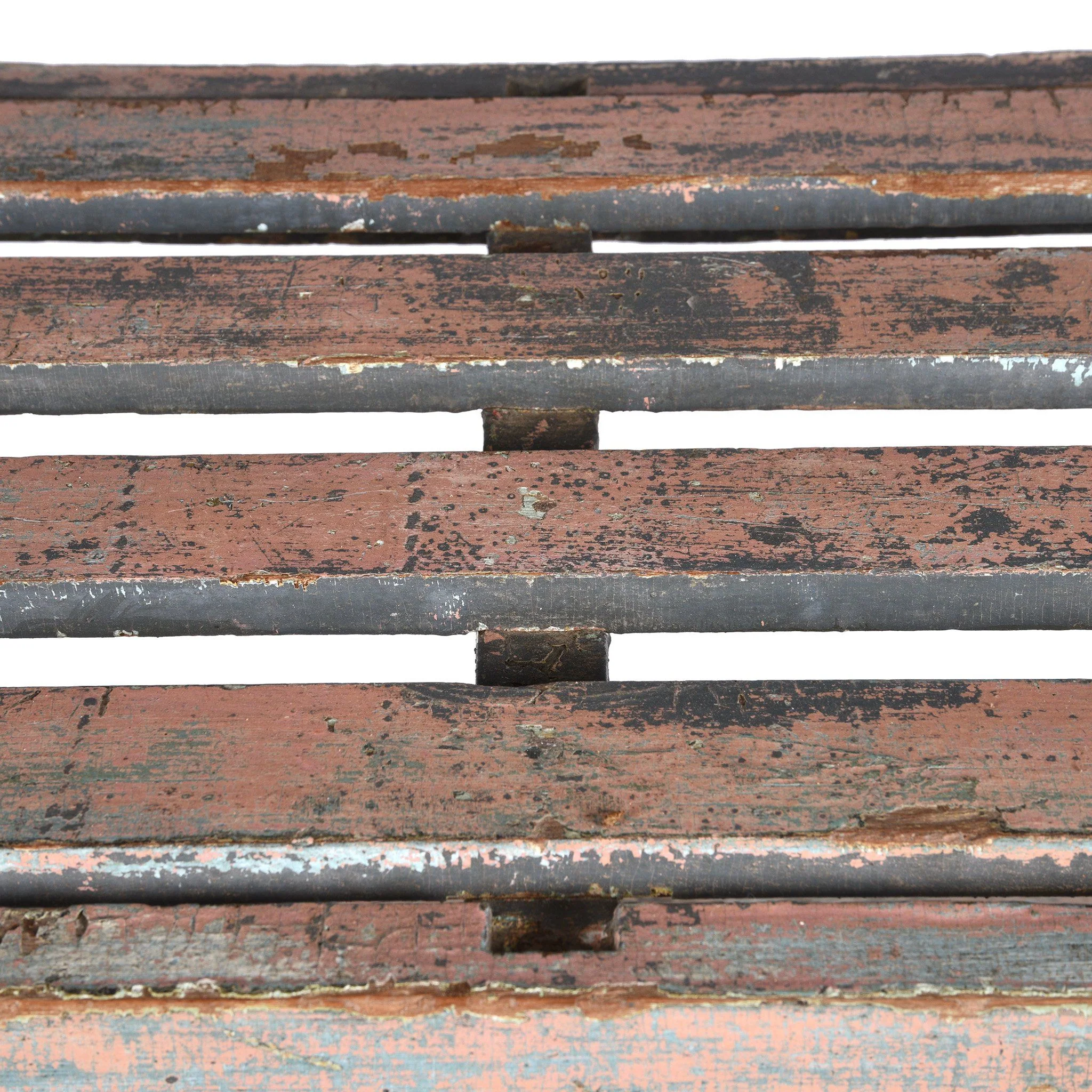 Vintage Painted Indian Teak Slatted Shelf - Ca 1920 - Image 3