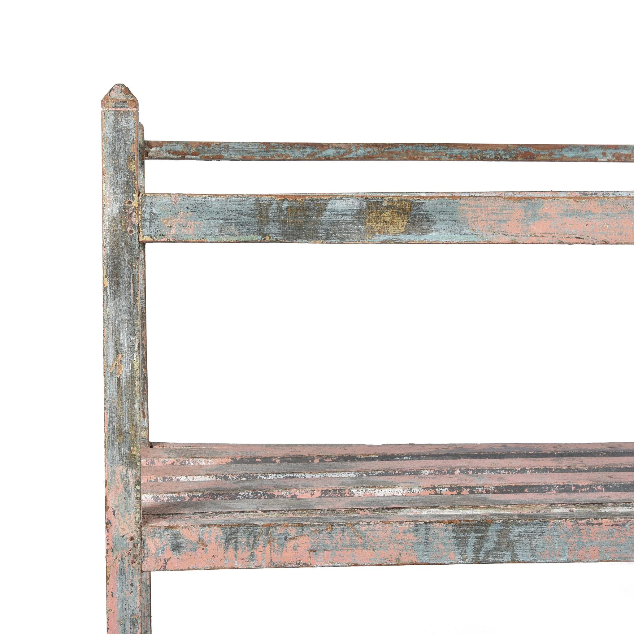 Vintage Painted Indian Teak Slatted Shelf - Ca 1920 - Image 4