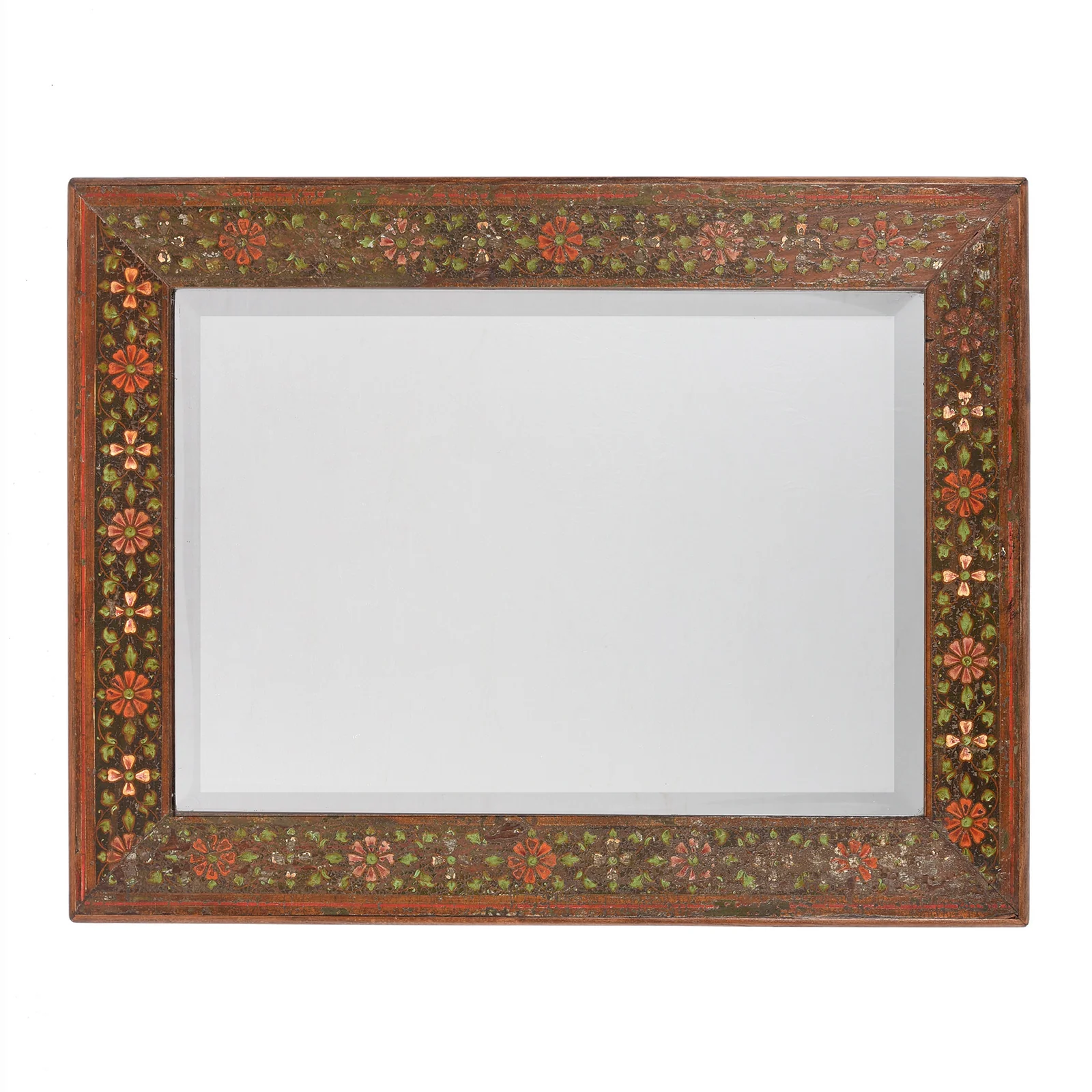 Painted Bevelled Mirror Traditional Rajasthani Design - Ca 1930 - Image 2