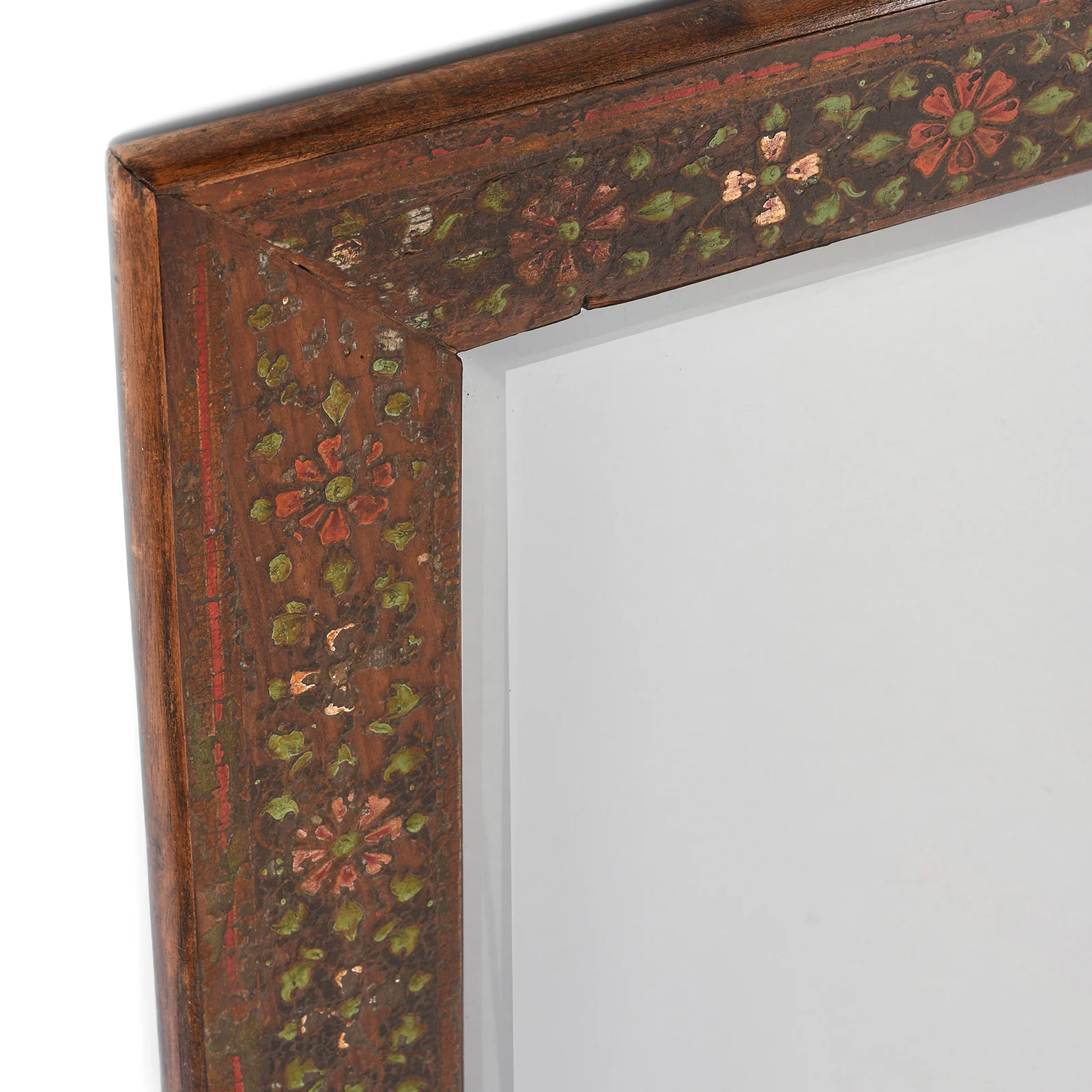 Painted Bevelled Mirror Traditional Rajasthani Design - Ca 1930 - Image 5