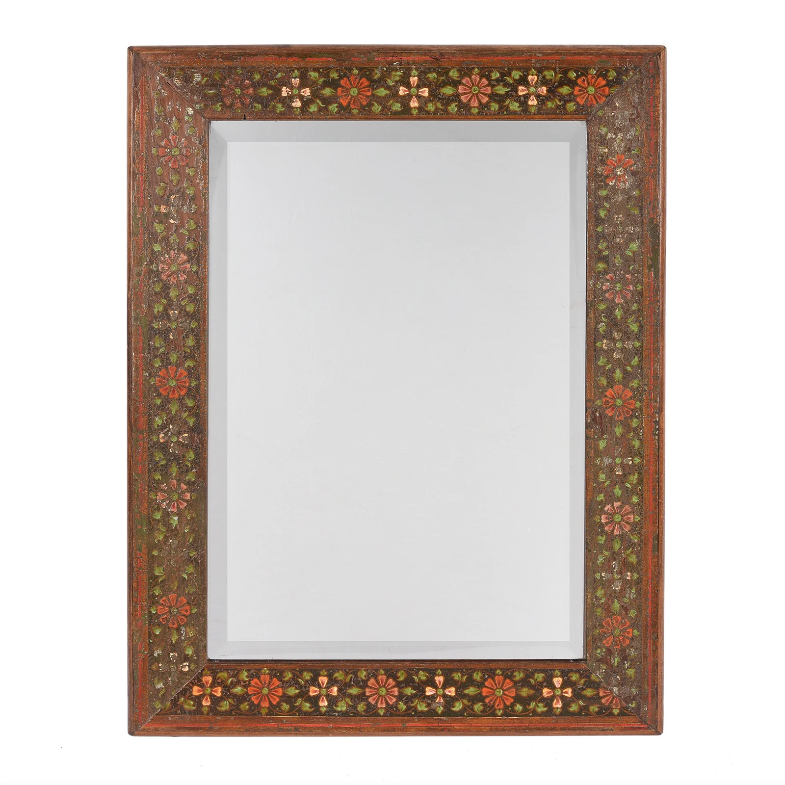 Painted Bevelled Mirror Traditional Rajasthani Design - Ca 1930 - Image 6