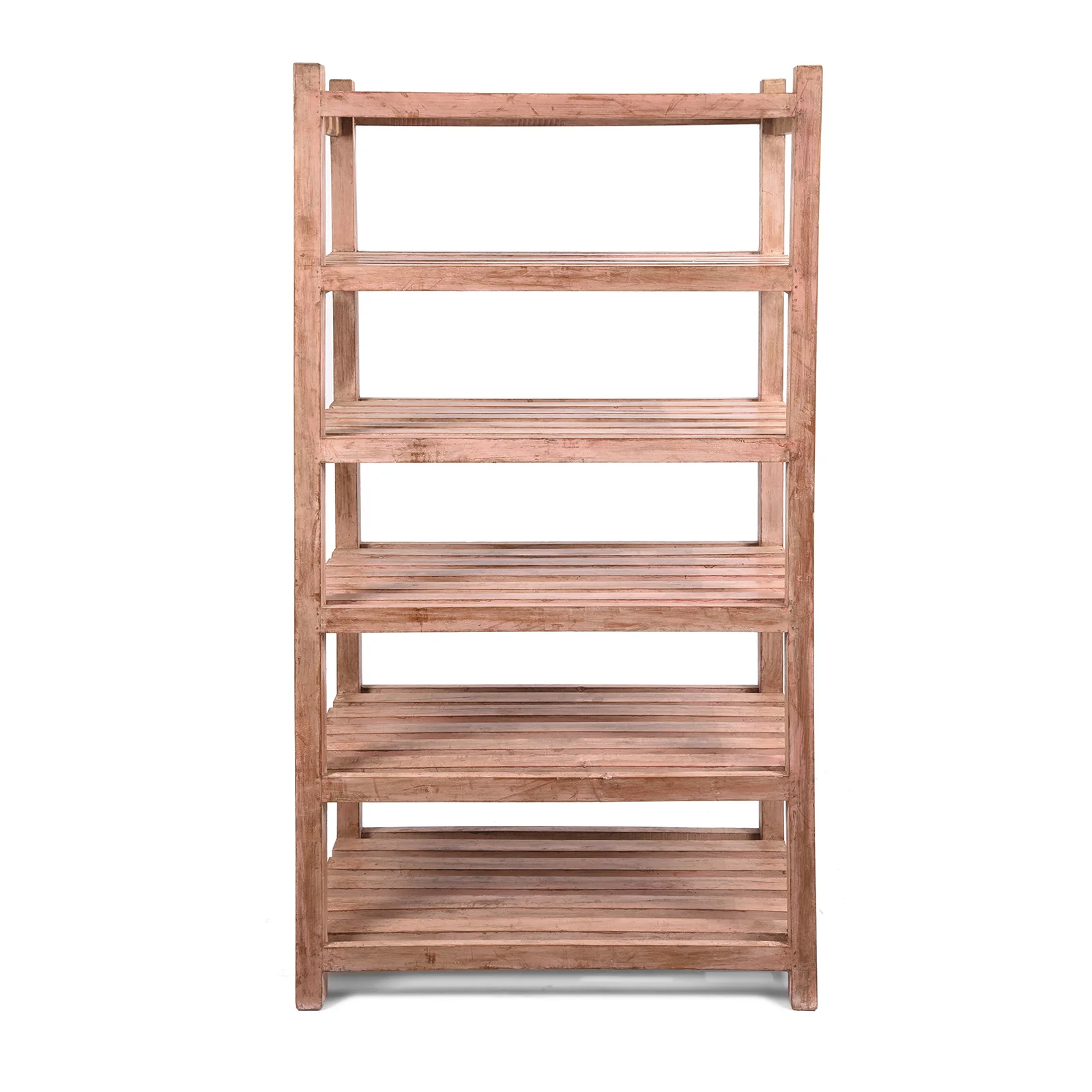 Vintage Painted Pink Indian Teak Shelf - Ca 1930 - Image 5