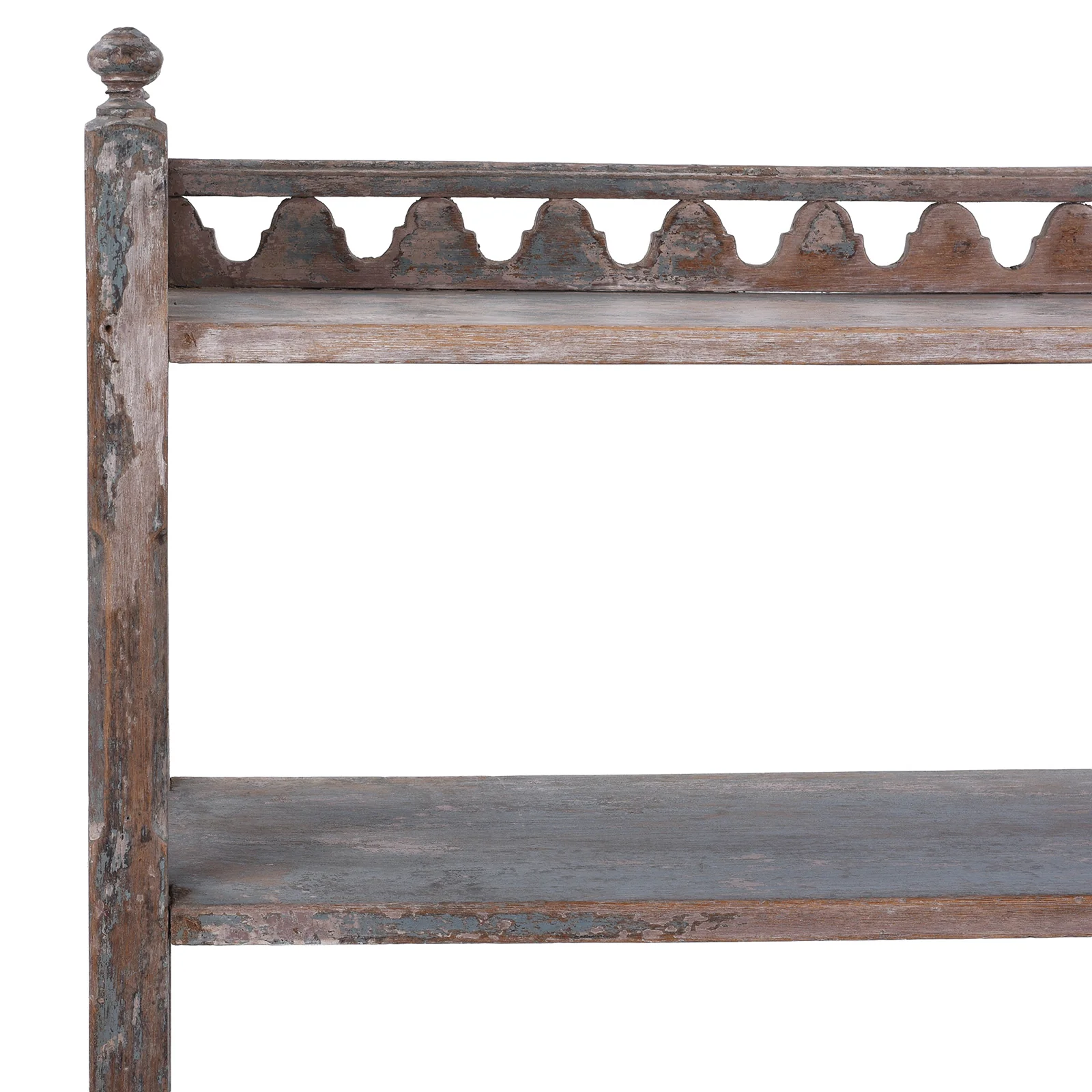 Vintage Rustic Painted Indian Teak Shelf - Ca 1930 - Image 2