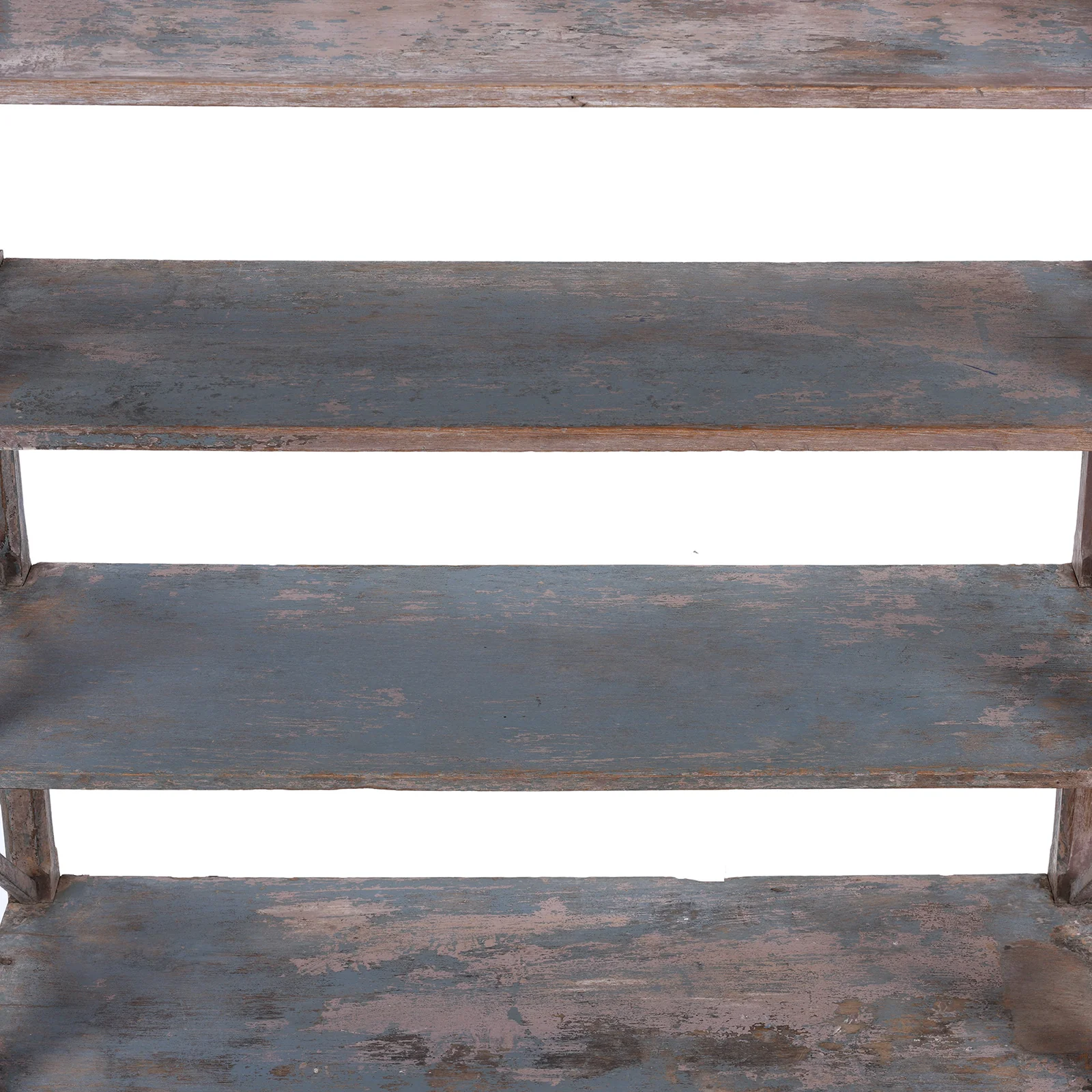 Vintage Rustic Painted Indian Teak Shelf - Ca 1930 - Image 4