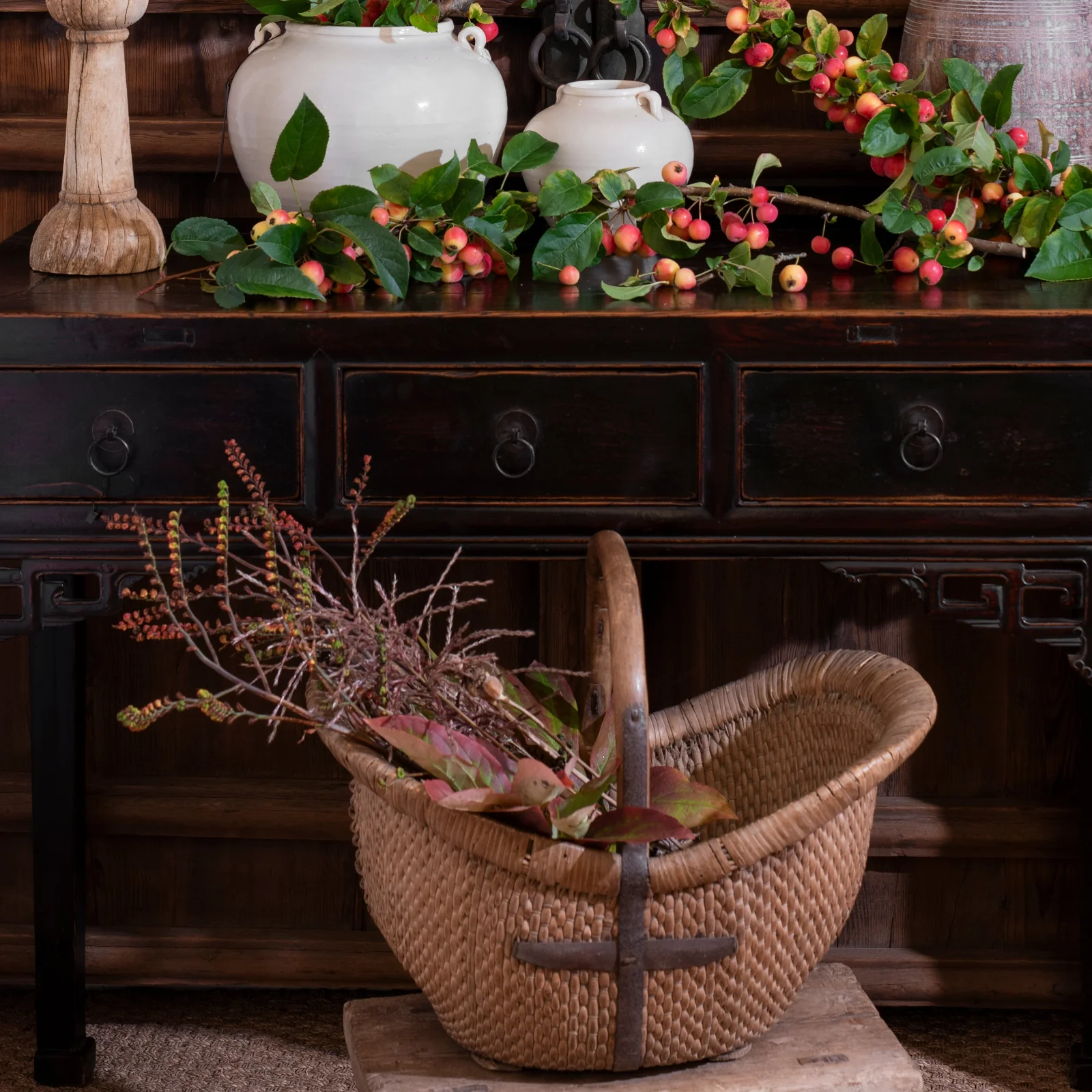 Vintage Woven Willow Farmers Basket - Ca 1950's - Image 2