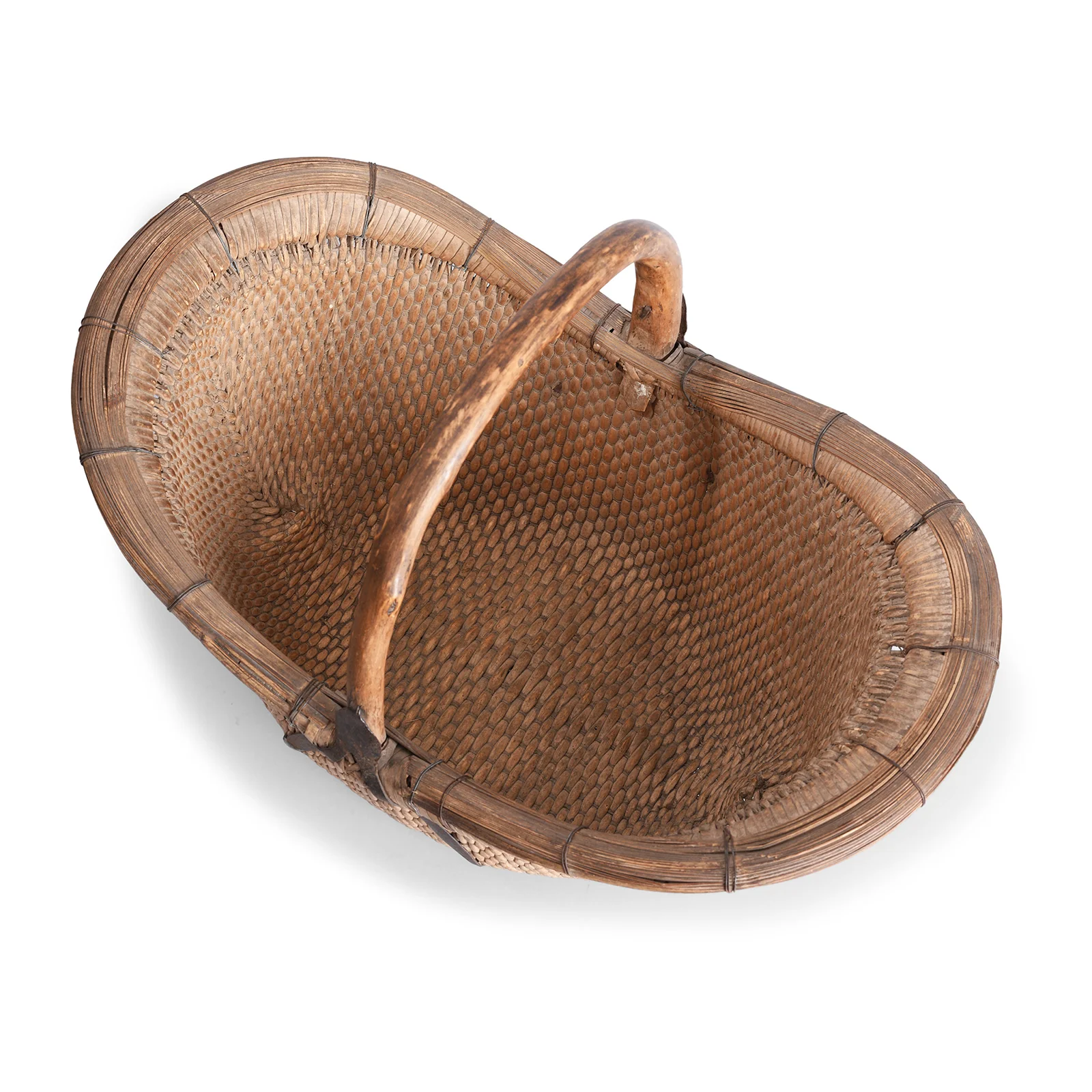 Vintage Woven Willow Farmers Basket - Ca 1950's - Image 4