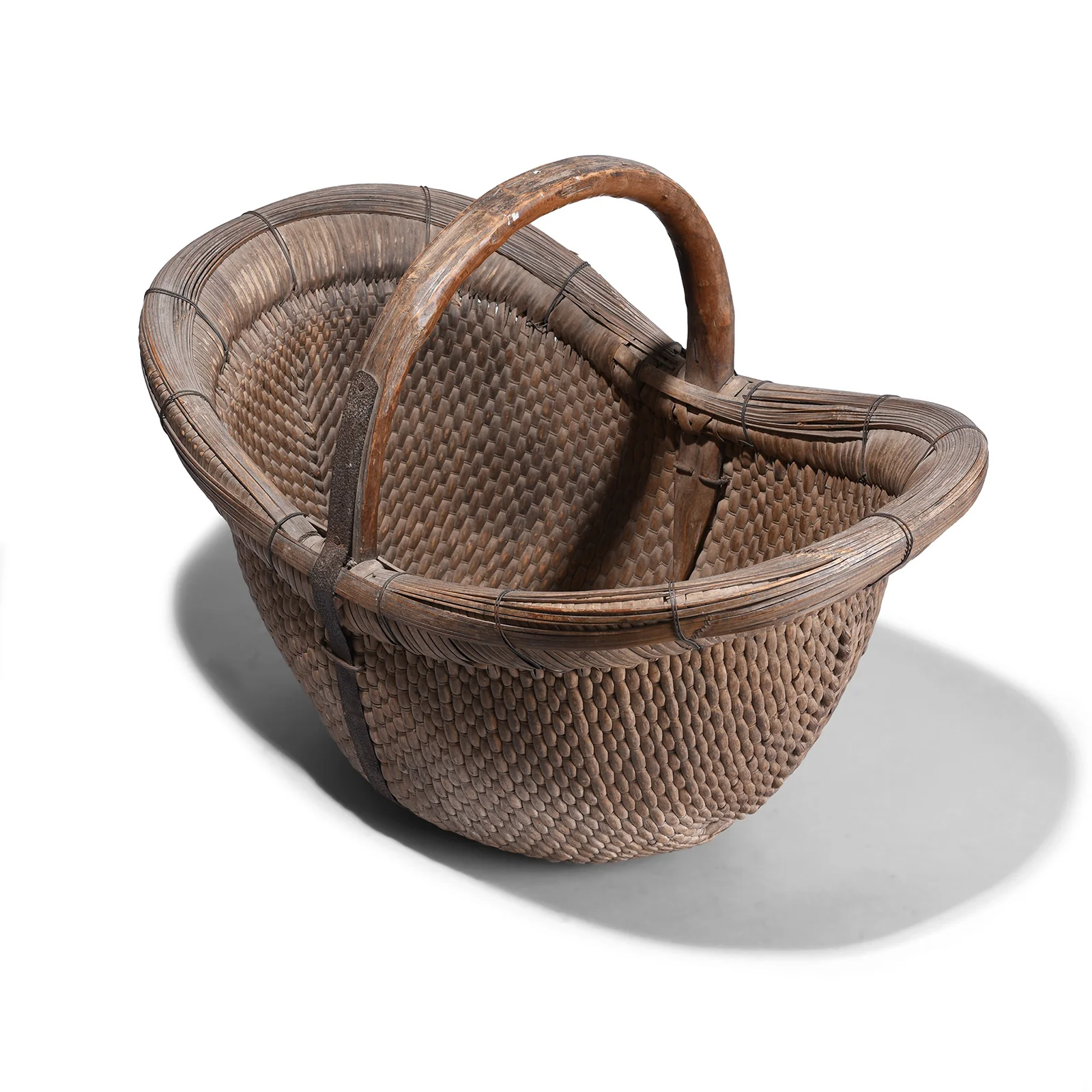 Vintage Woven Willow Farmers Basket - Ca 1950's - Image 4
