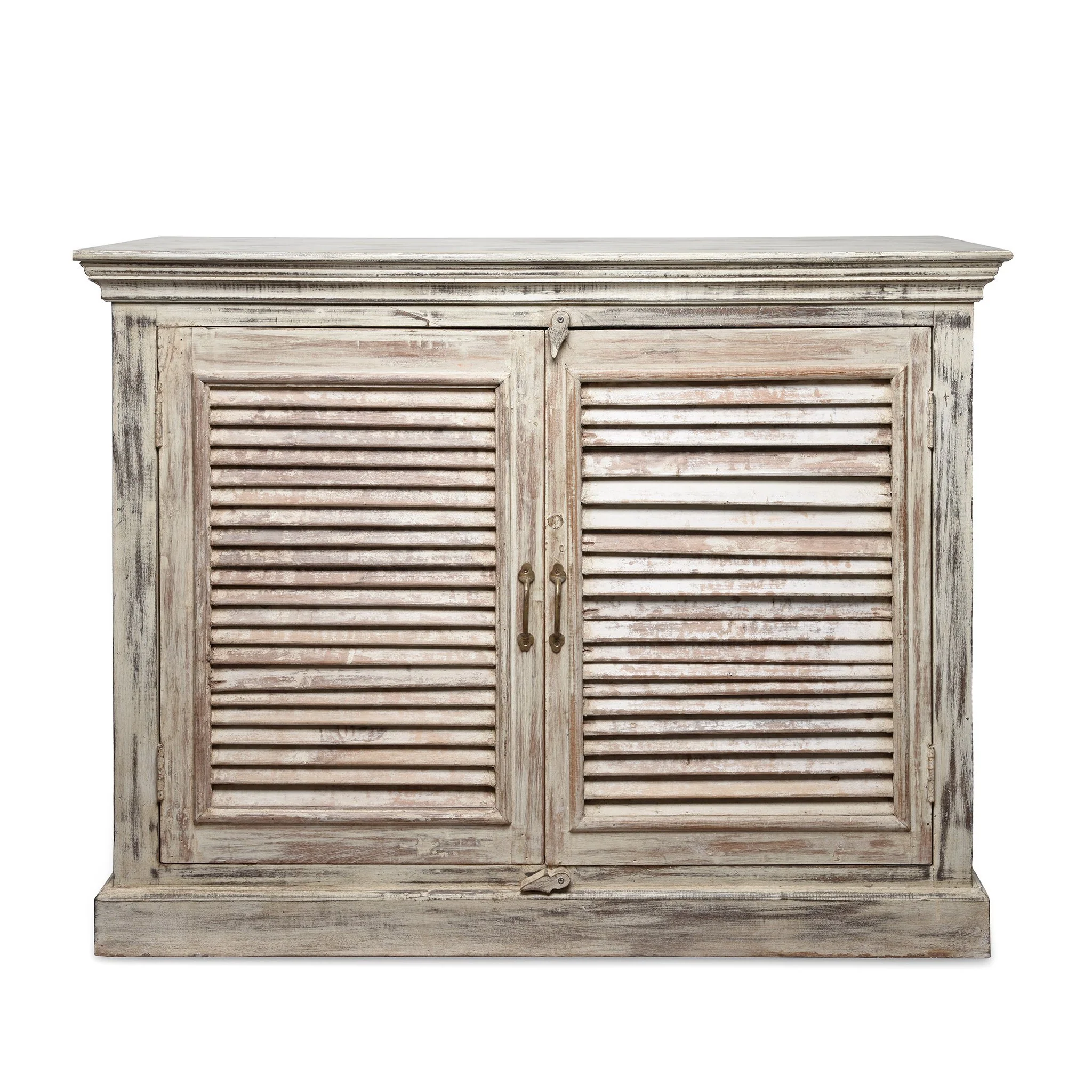 Indian Reclaimed Wood Louvred 2 Door Sideboard