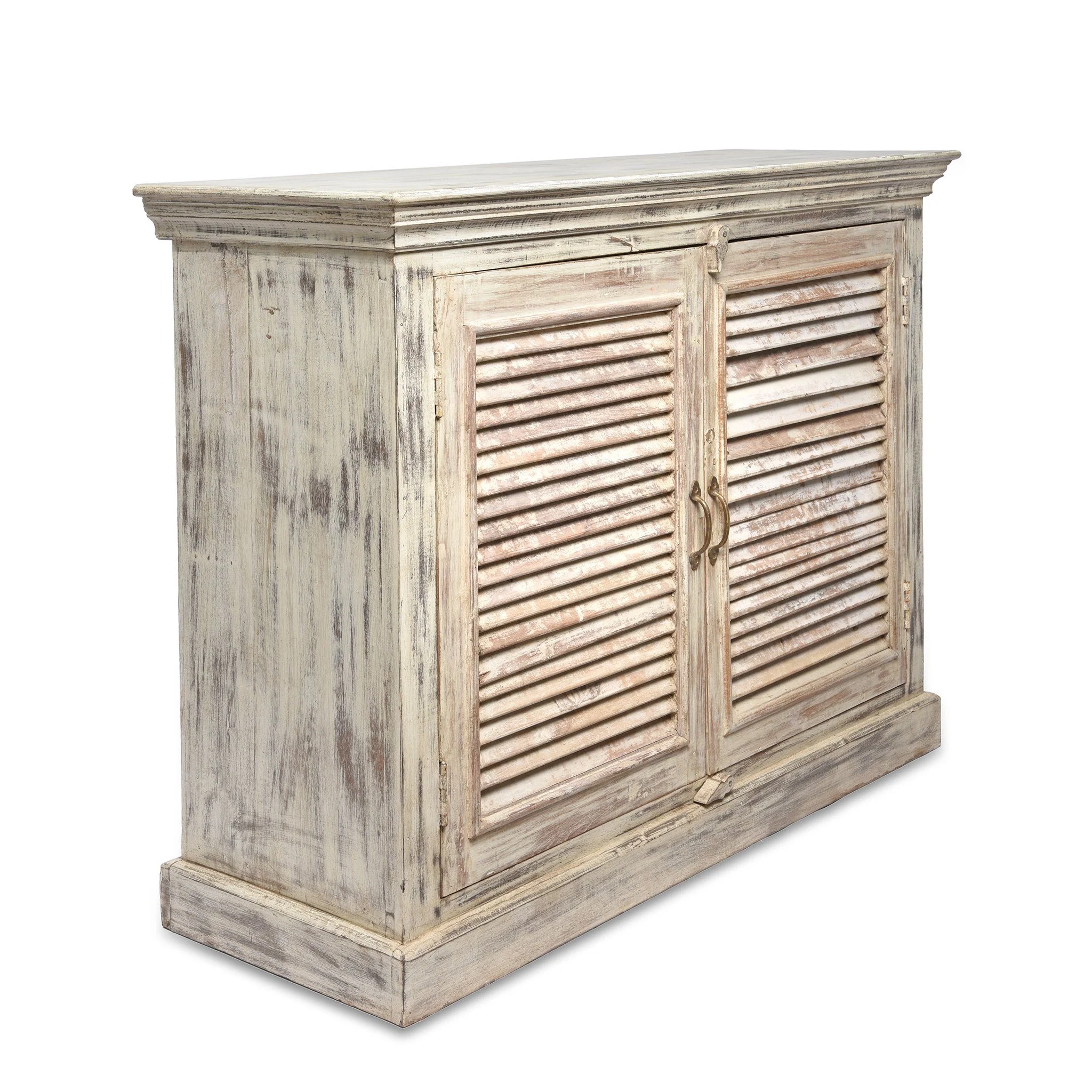Indian Reclaimed Wood Louvred 2 Door Sideboard - Image 3