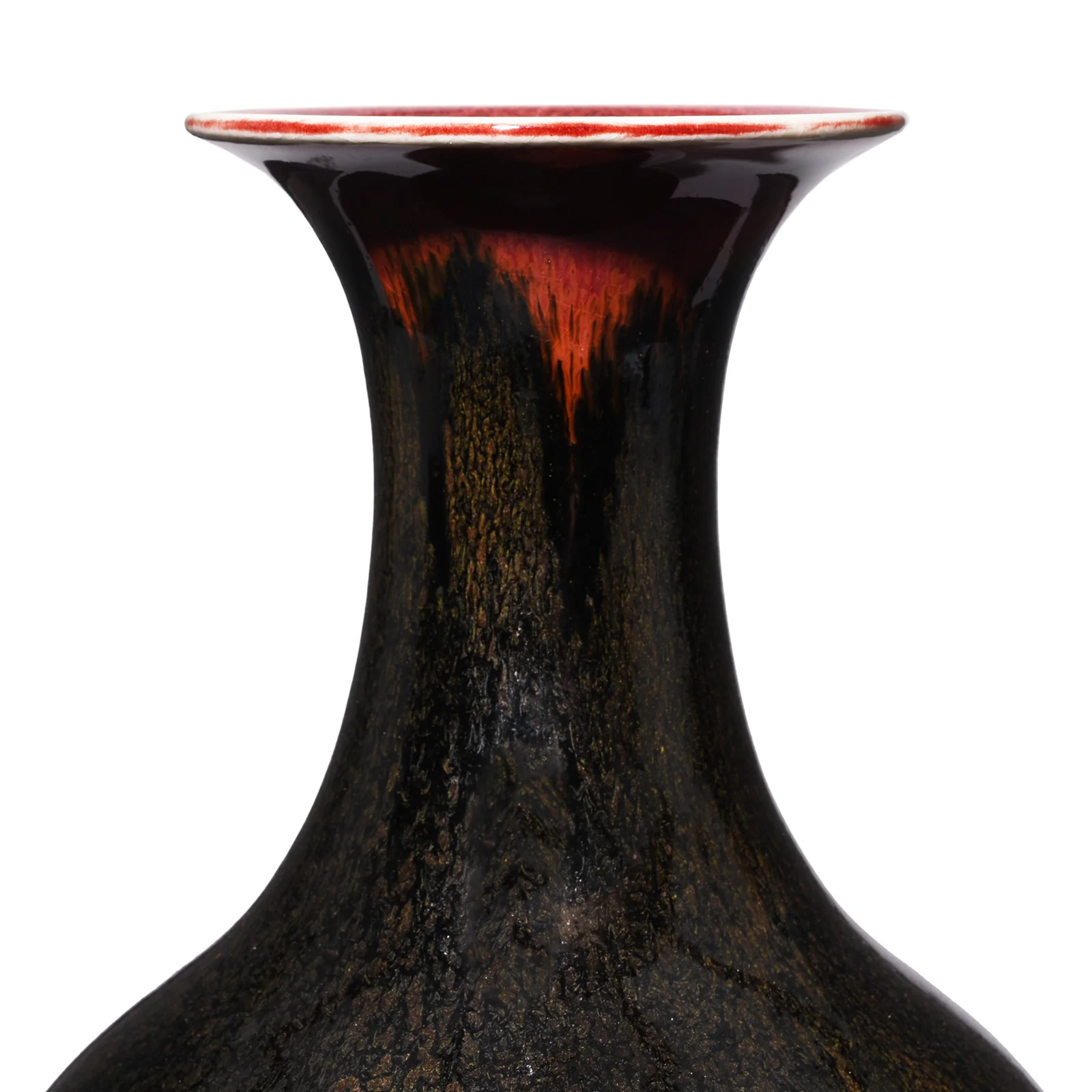 Yaobian Dark Red Flambe Porcelain Flower Vase - Image 6