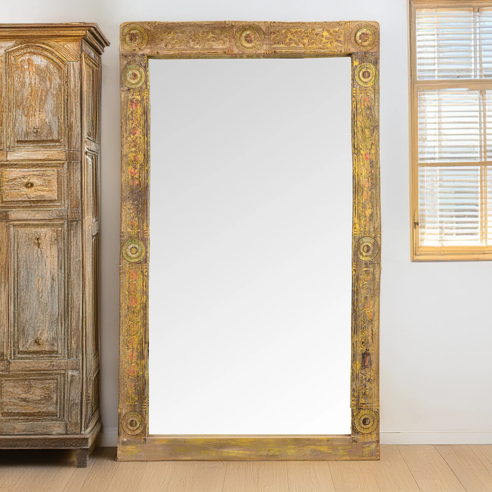 Painted Door Mirror From Andhra Pradesh - Late 19th Century - Image 8