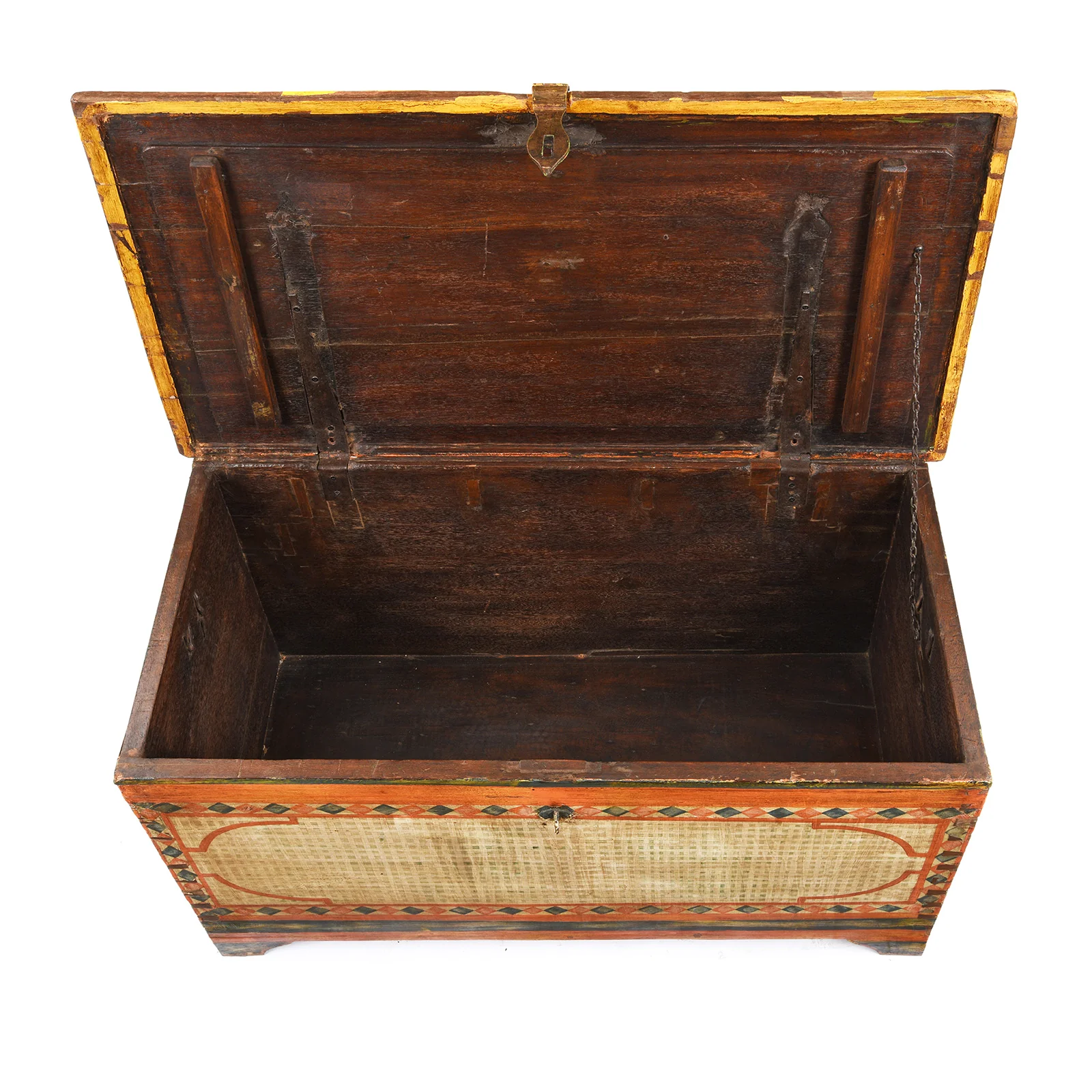Yellow Painted Teak Chest From Gujarat - 1920 - Image 5