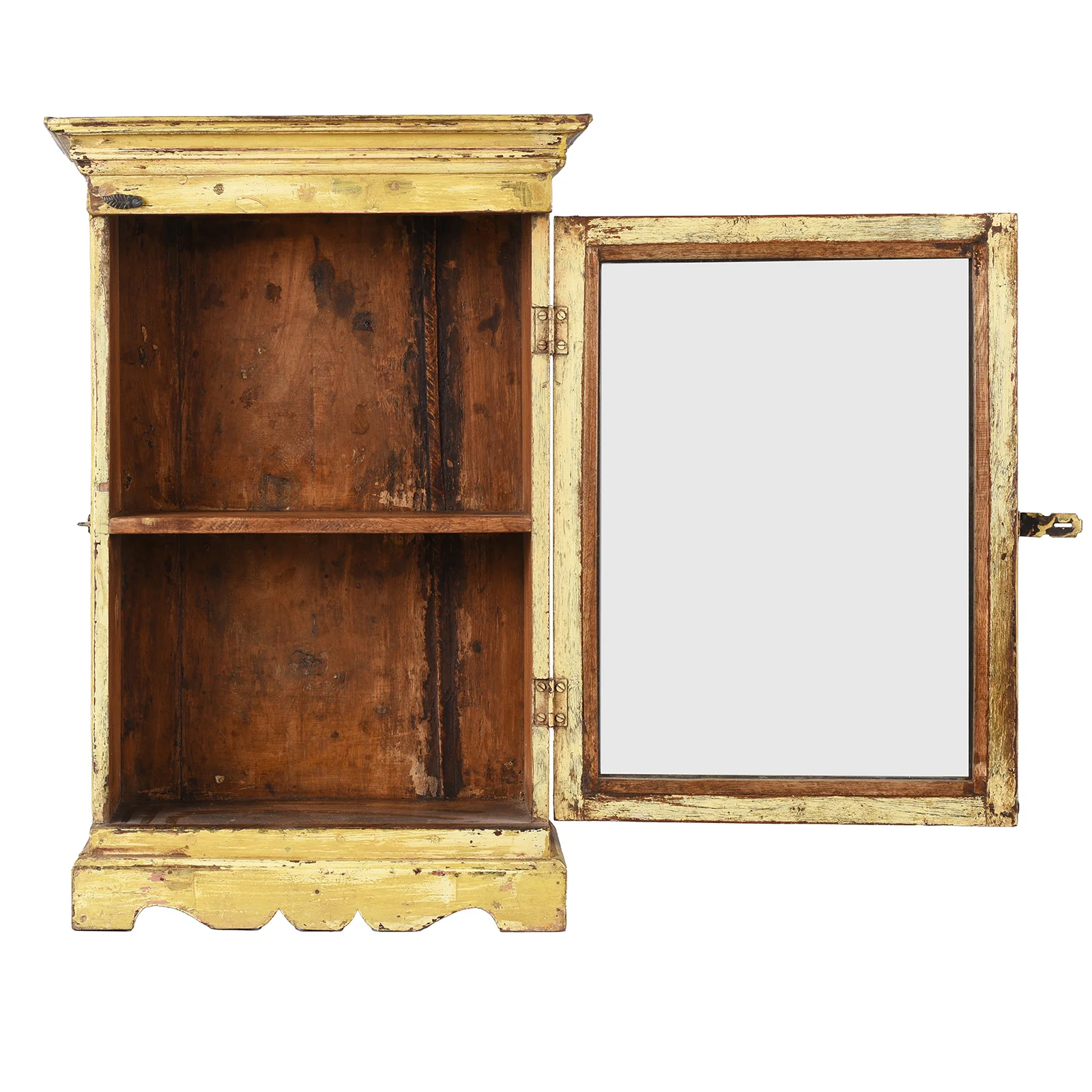 Yellow Painted Indian Wall Cabinet - Ca 1930 - Image 4